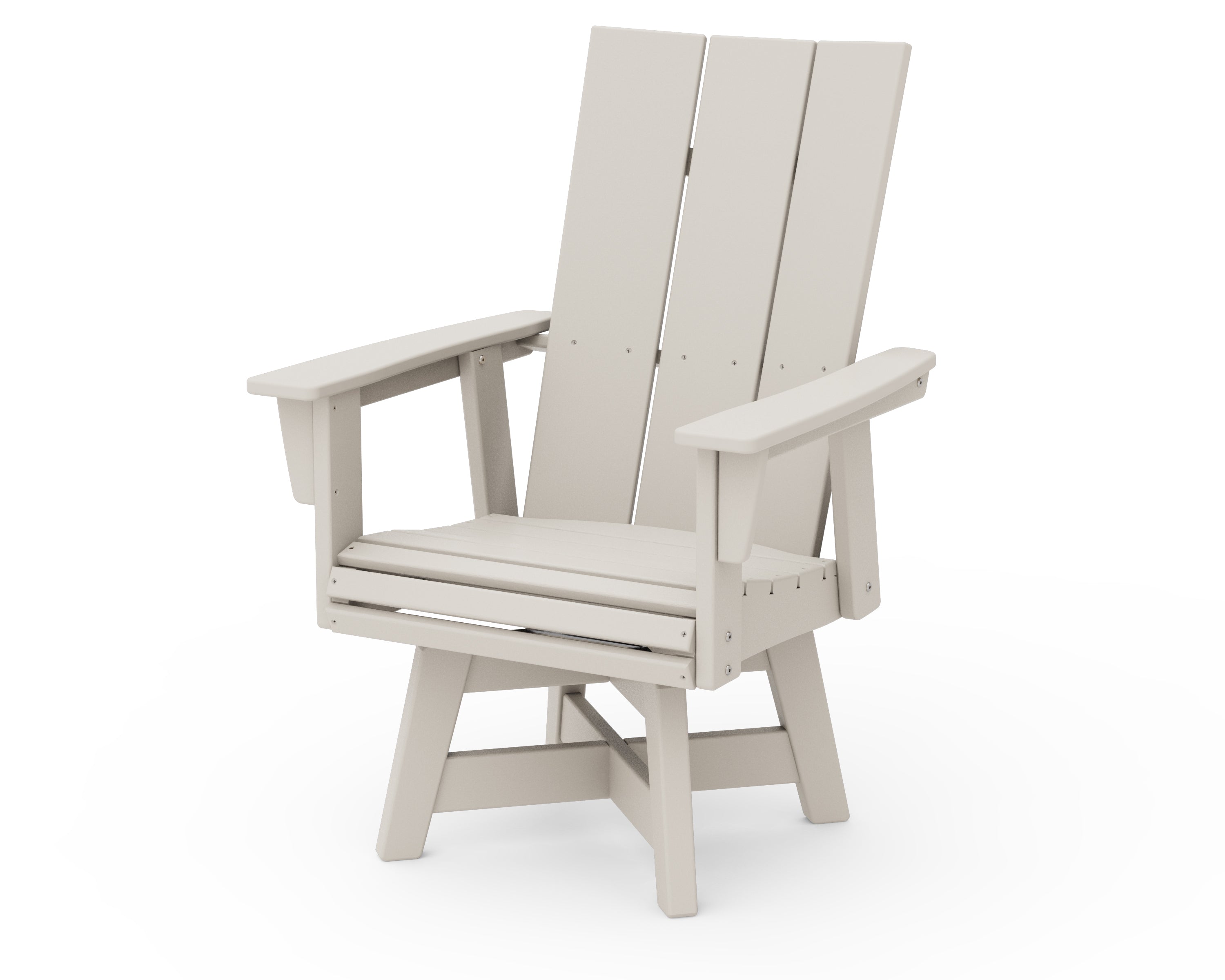 POLYWOOD® Modern Curveback Adirondack Swivel Dining Chair in Sand