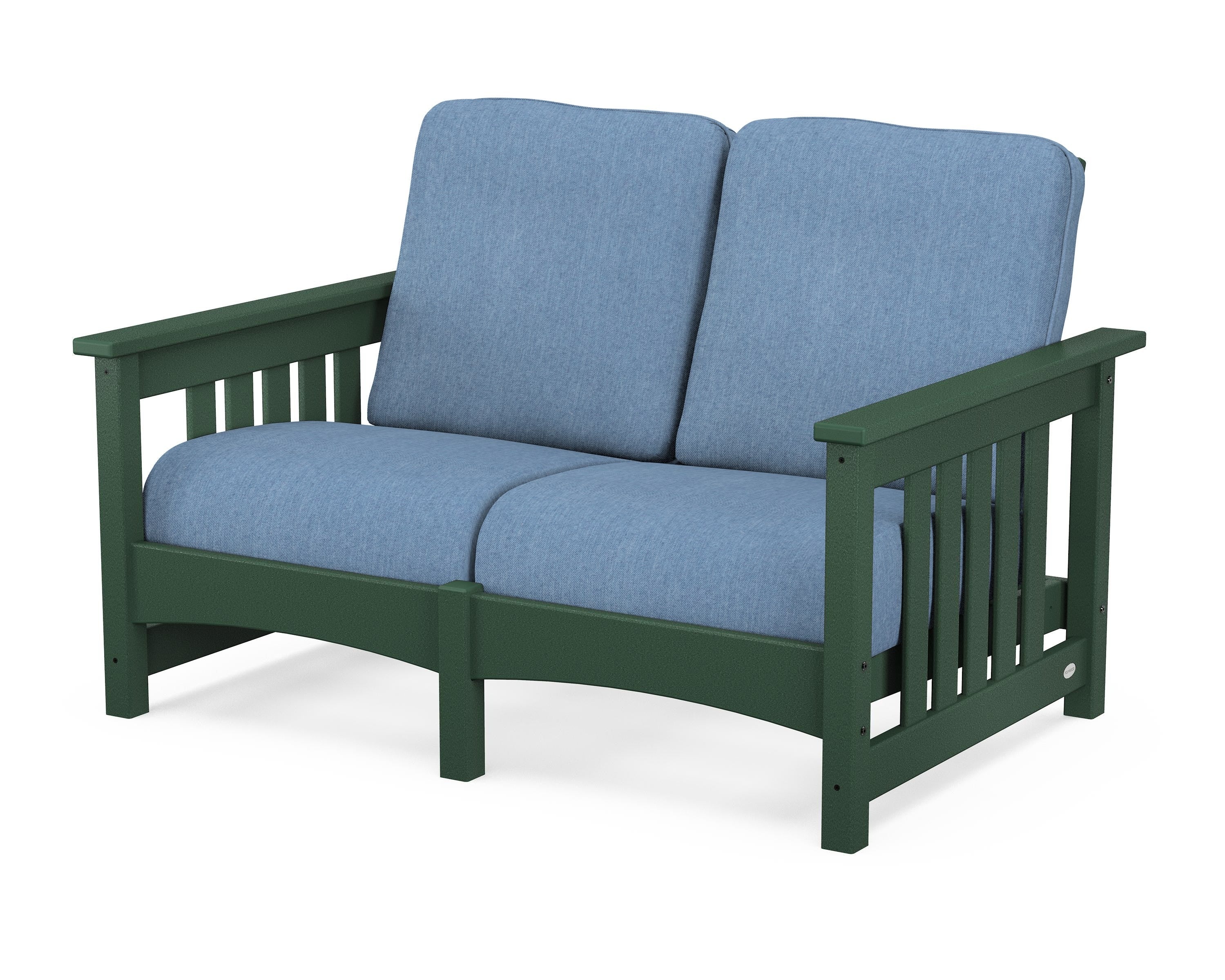 POLYWOOD® Club Mission Loveseat in Green / Sky Blue