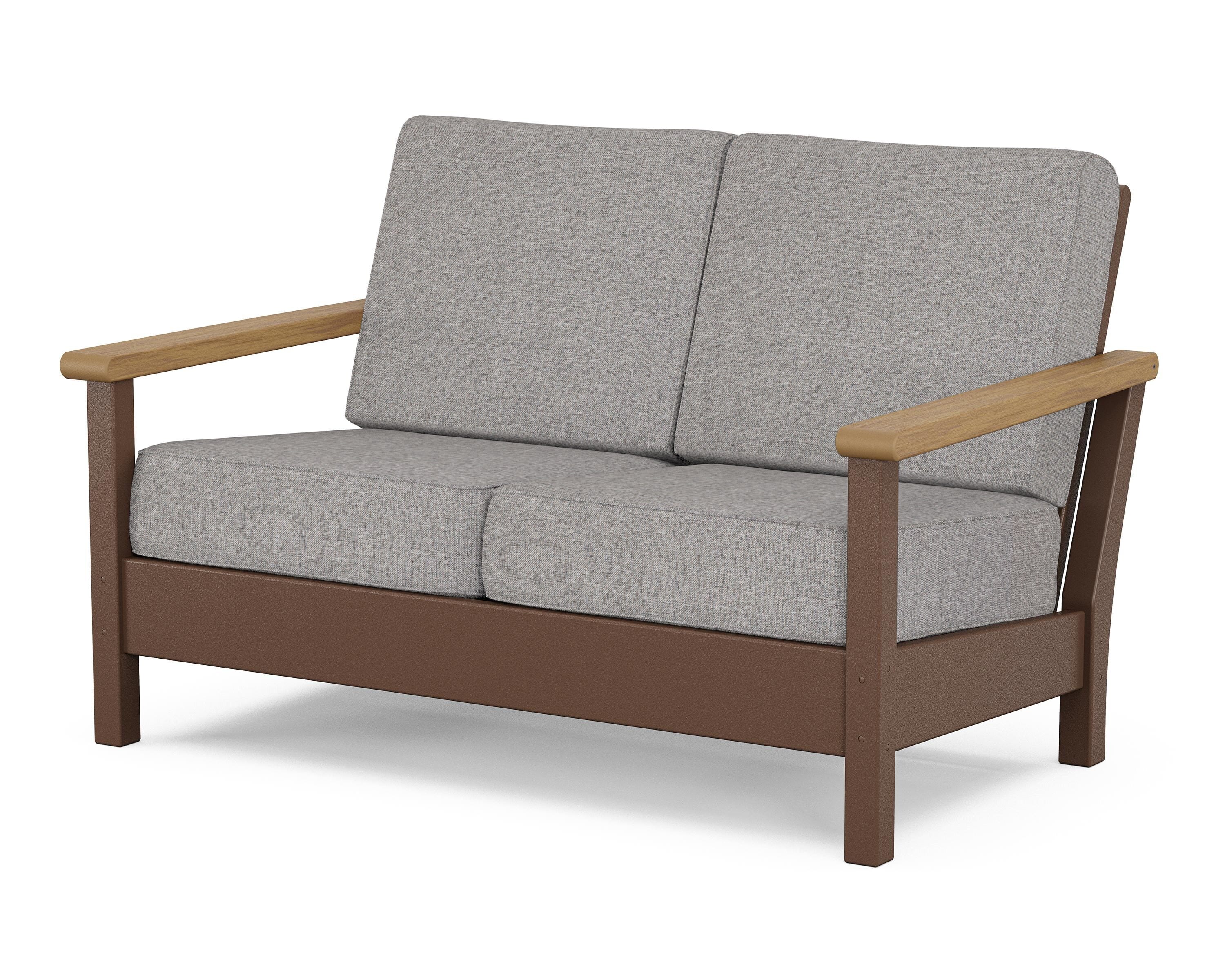 POLYWOOD® Harbour Deep Seating Loveseat in Mahogany / Natural / Grey Mist