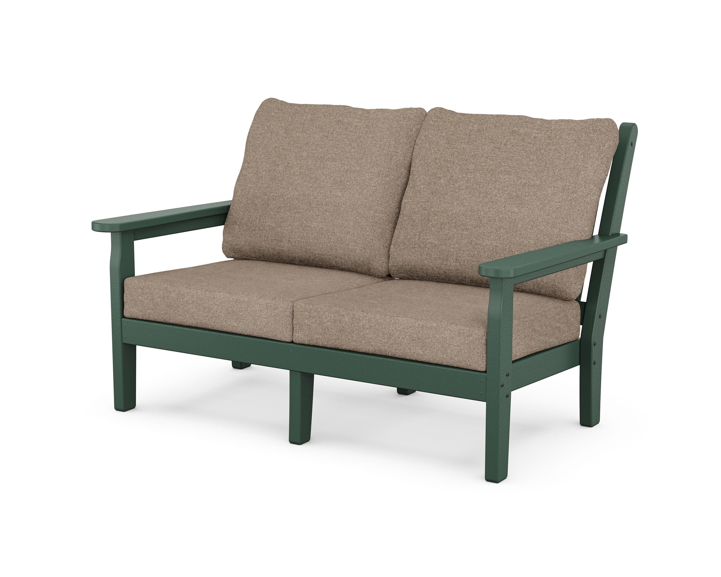 POLYWOOD® Chippendale Deep Seating Loveseat in Green / Spiced Burlap