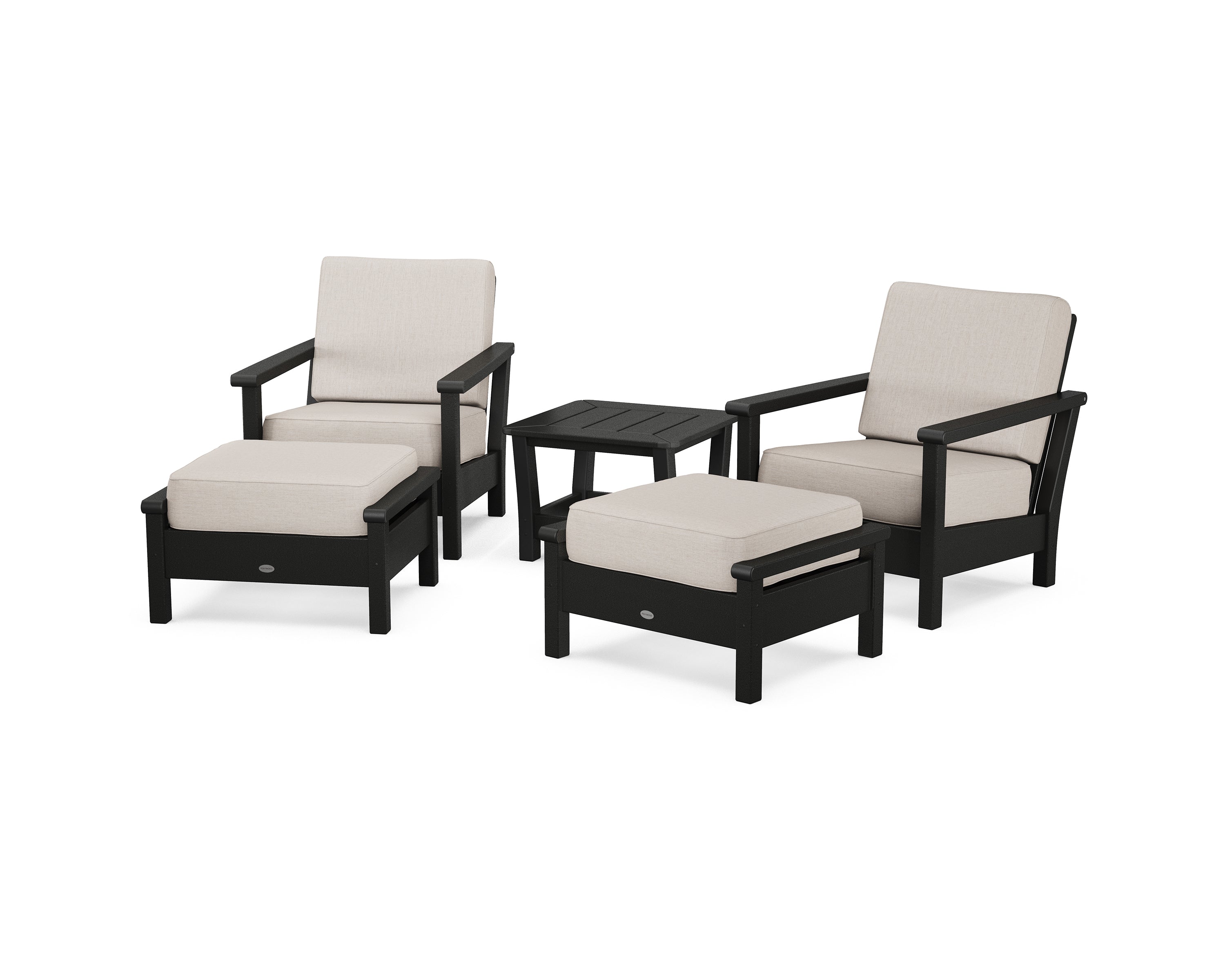 POLYWOOD® Harbour 5-Piece Deep Seating Chair Set in Black / Cast Ash
