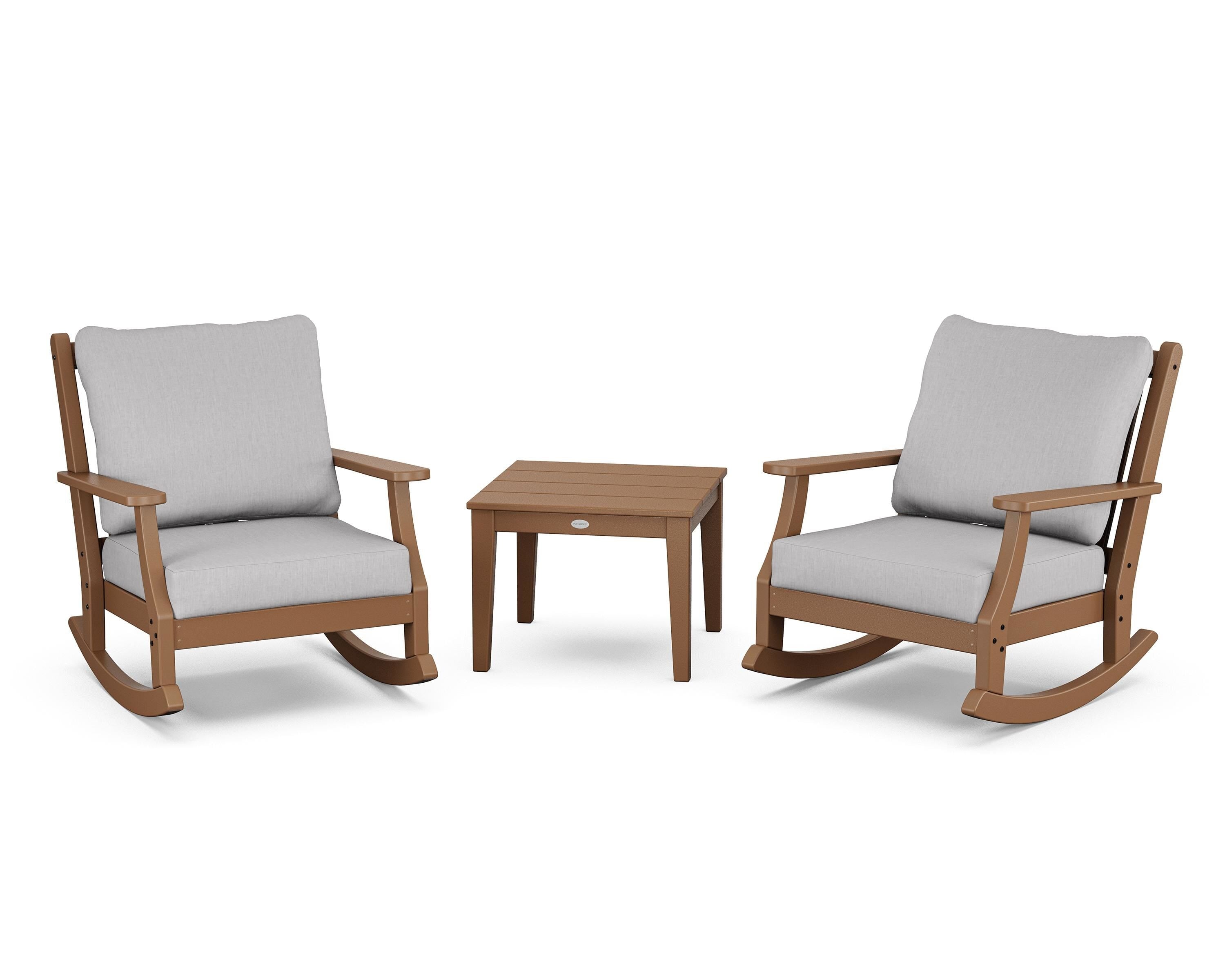 Country Living Wovendale 3-Piece Deep Seating Rocker Set in Teak / Granite