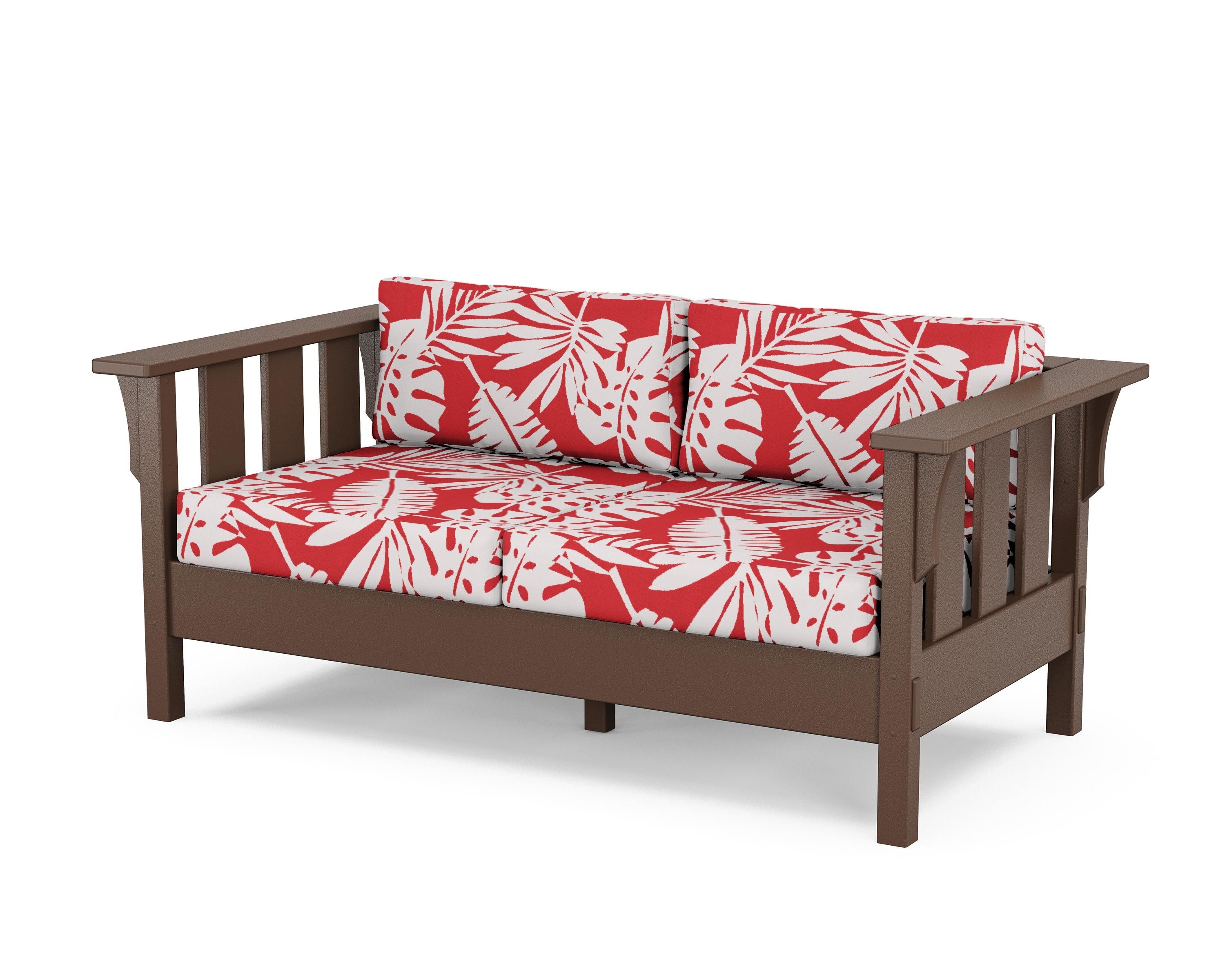 Martha Stewart by POLYWOOD® Acadia Deep Seating Loveseat in Mahogany / Leaf Crimson