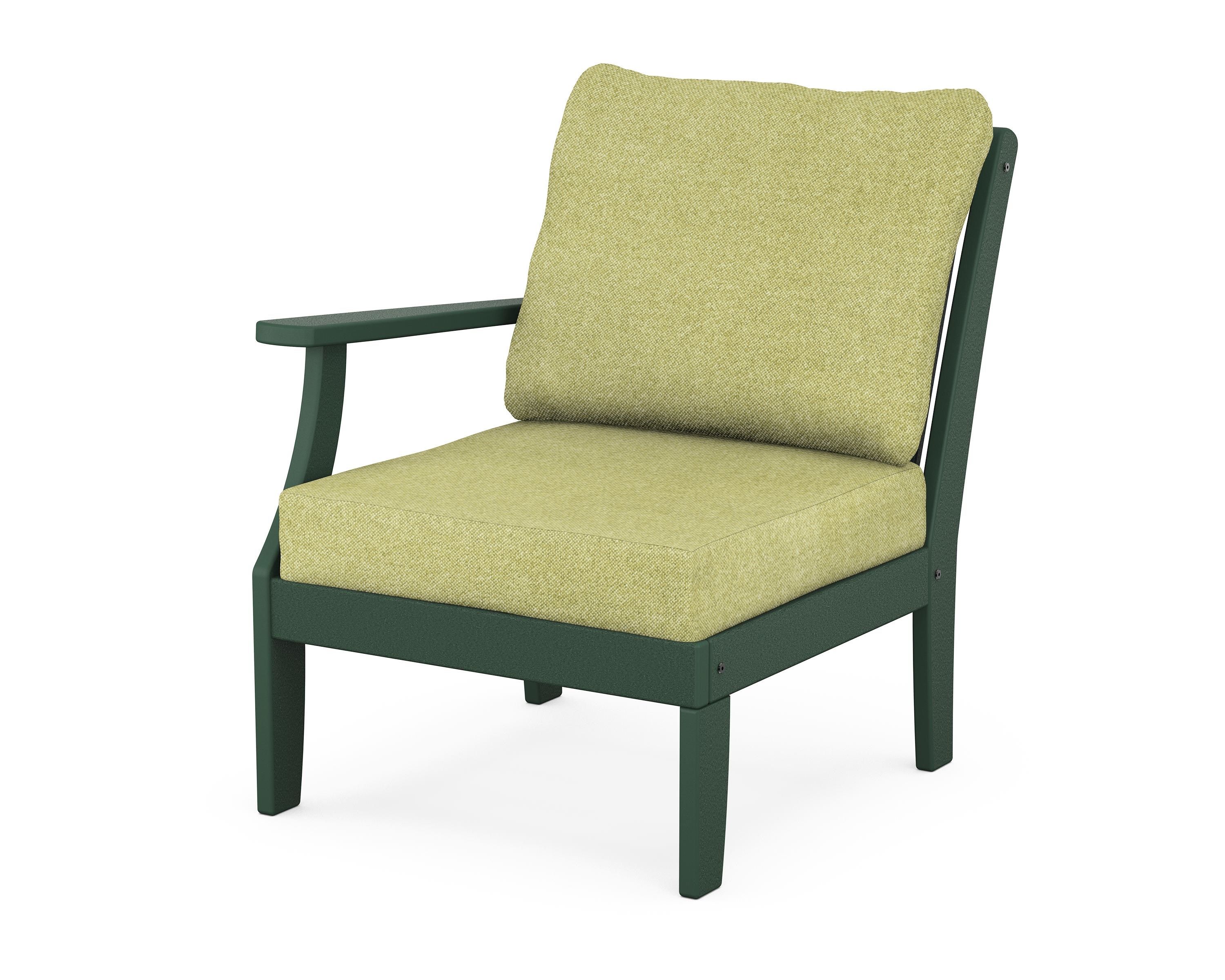 POLYWOOD® Braxton Modular Left Arm Chair in Green / Chartreuse Boucle