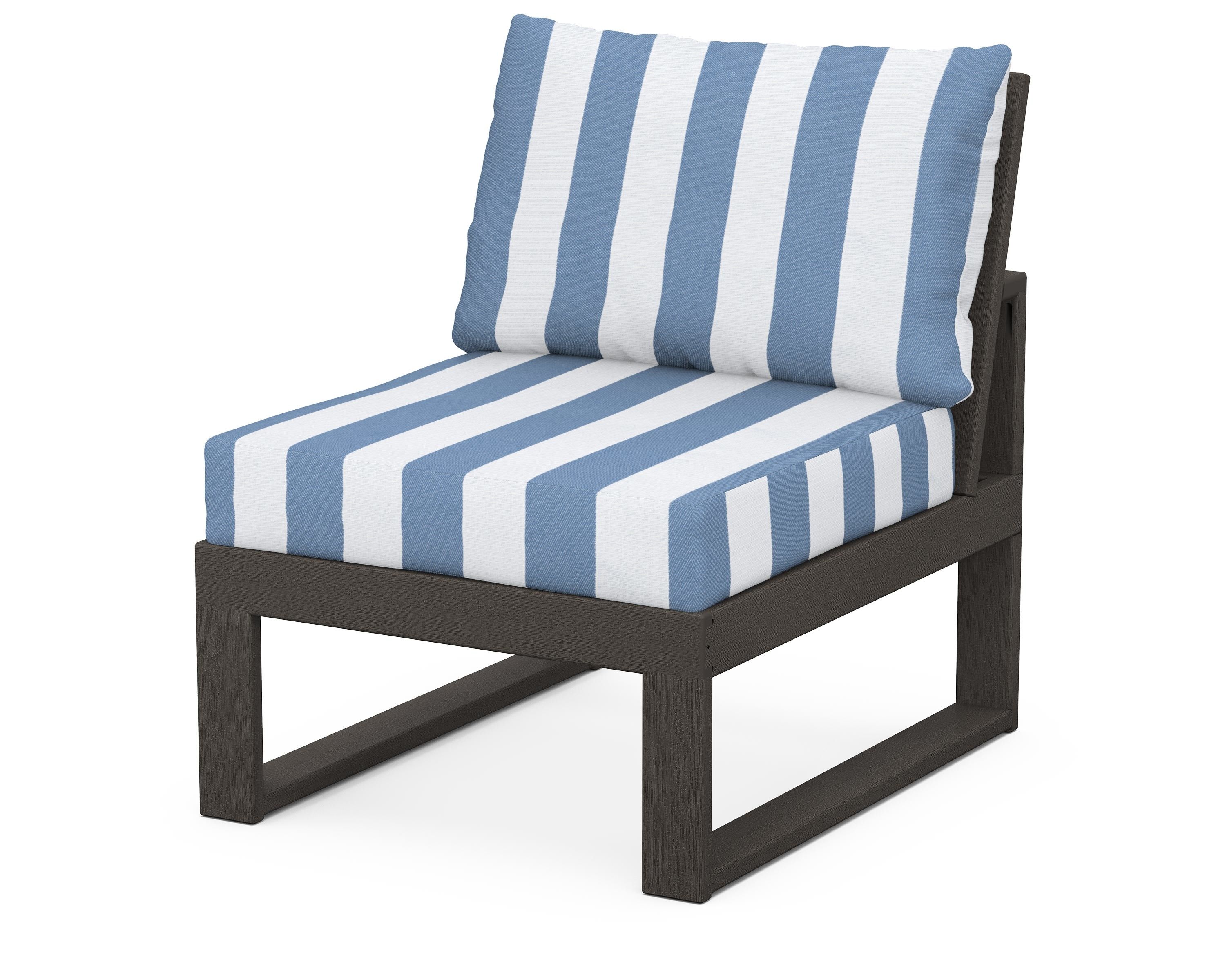 Unbranded Modular Armless Chair in Vintage Coffee / Cabana Stripe Sky Blue