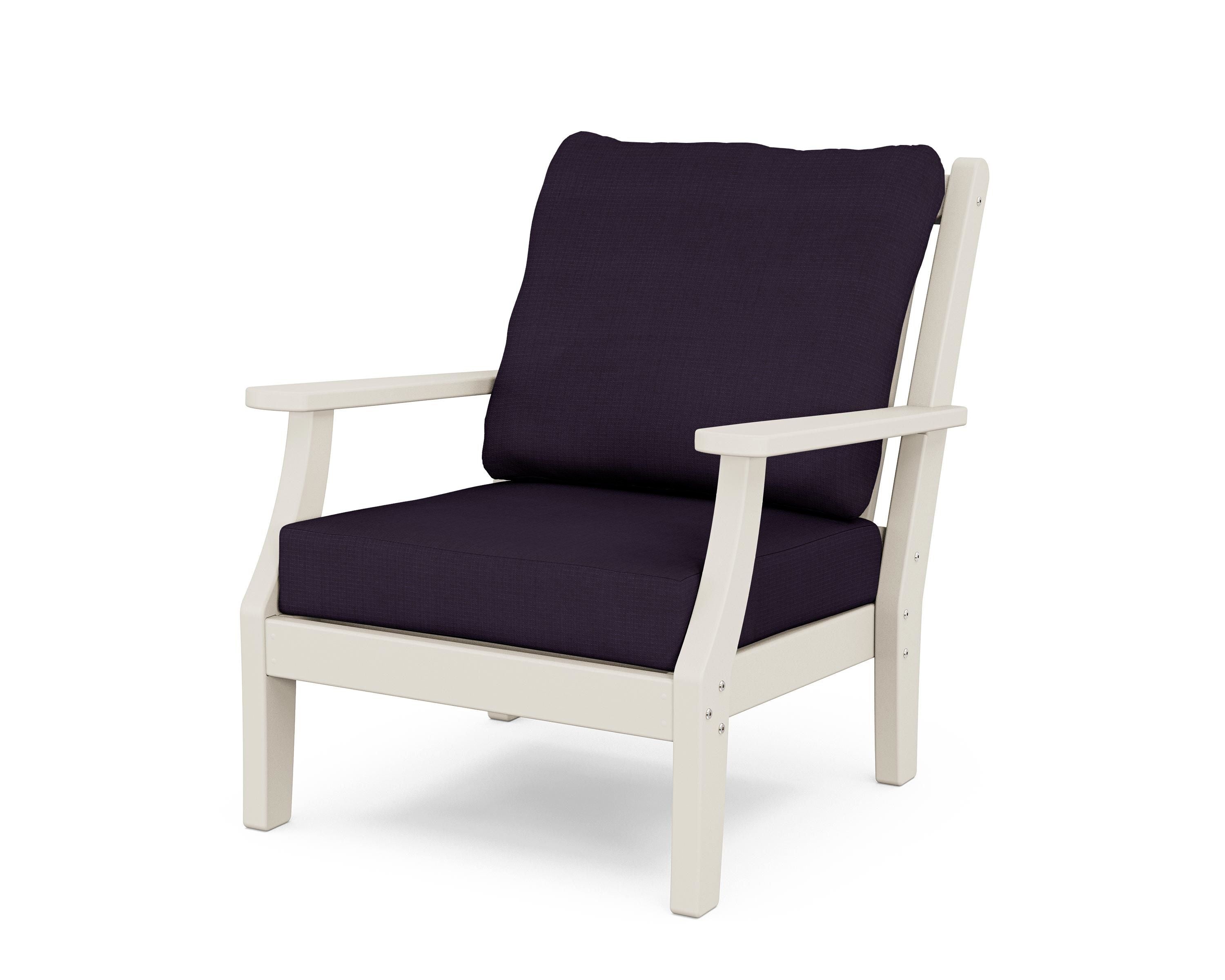 Country Living Wovendale Deep Seating Chair in Sand / Navy Linen