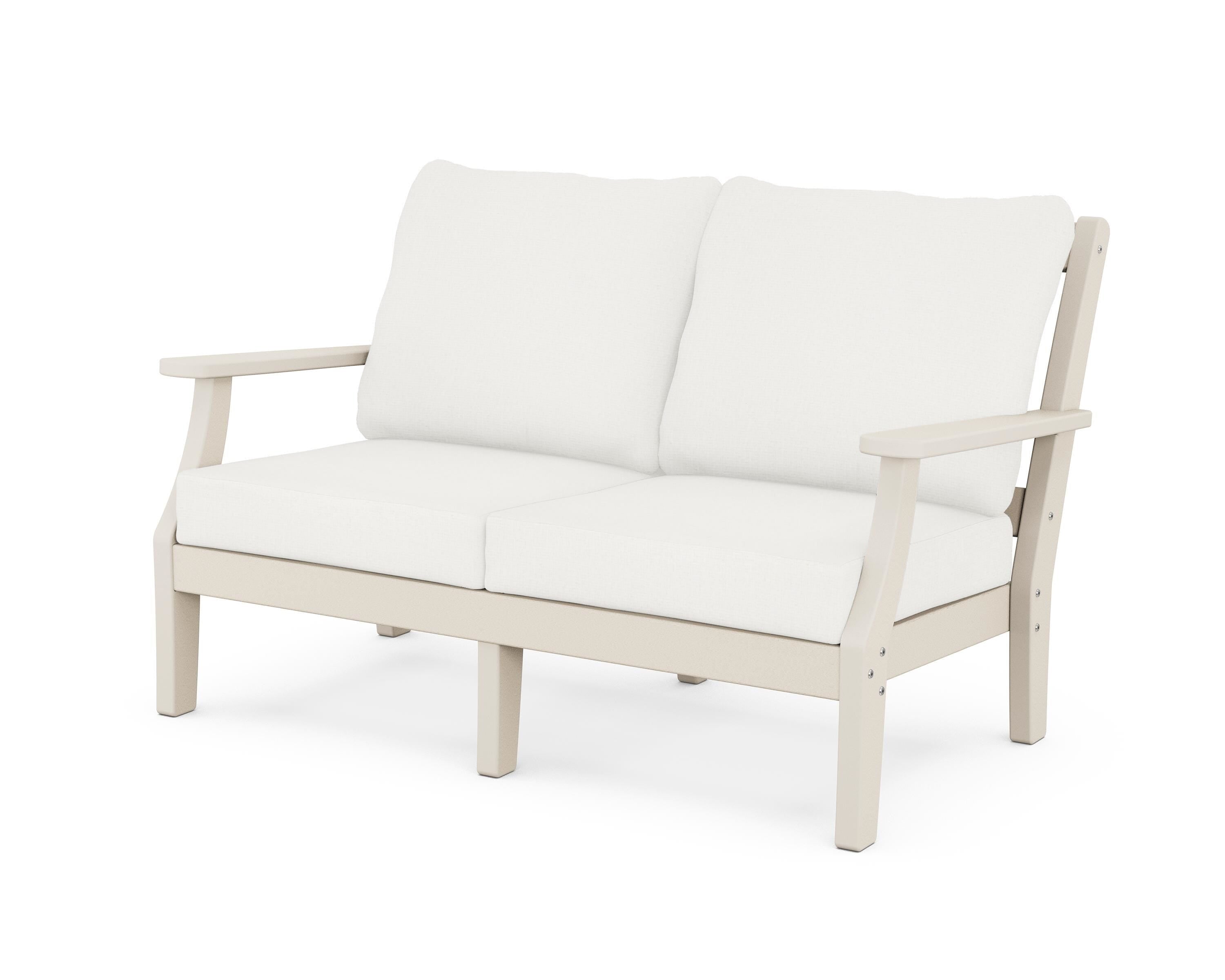 Martha Stewart by POLYWOOD® Chinoiserie Deep Seating Loveseat in Sand / Natural Linen