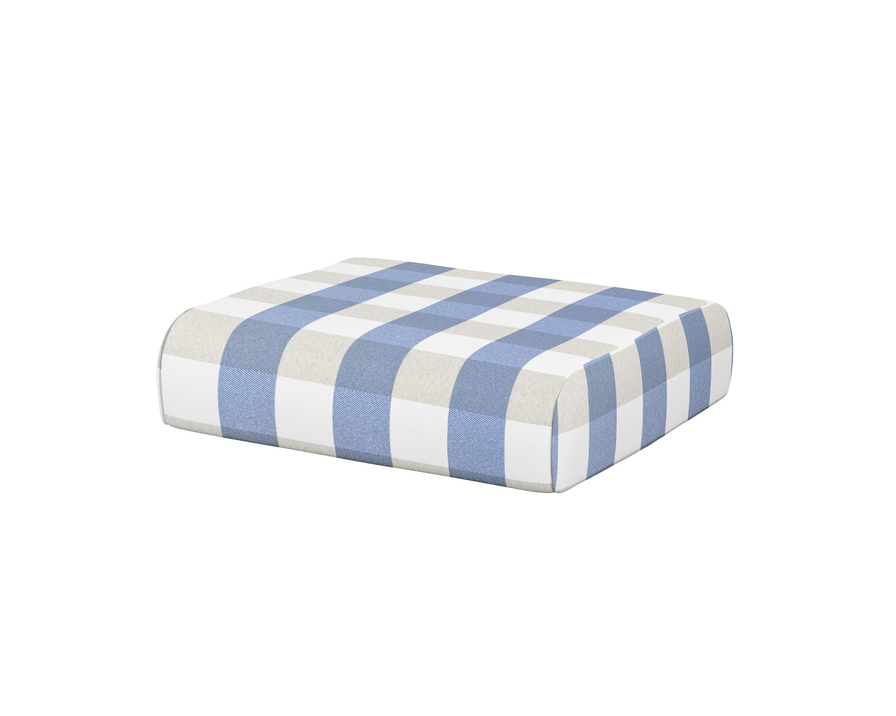 POLYWOOD® Club Ottoman Cushion in Buffalo Plaid Sky Blue