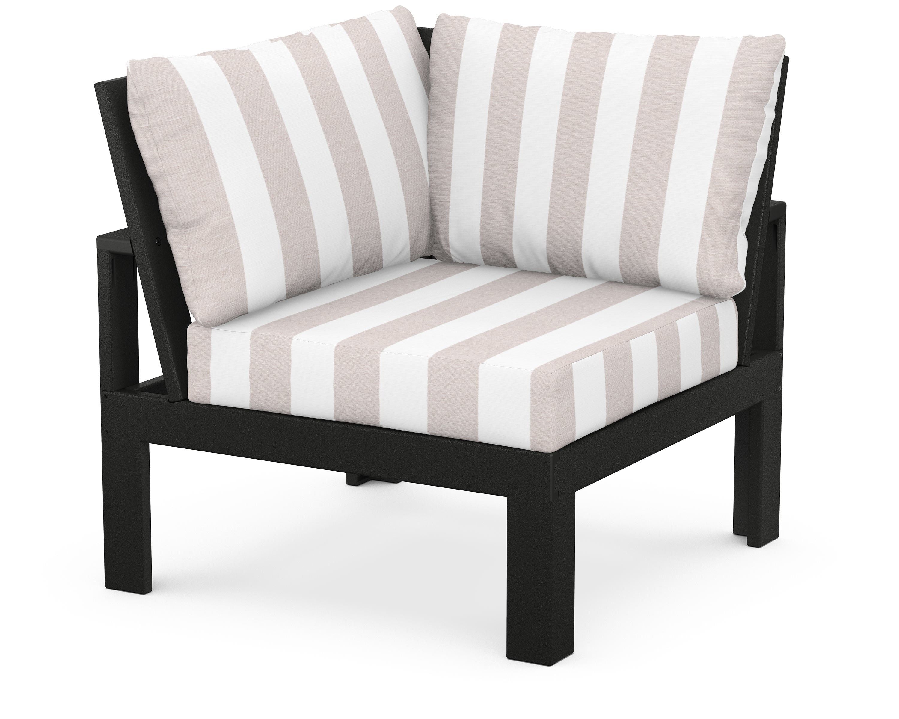 Unbranded Modular Corner Chair in Black / Cabana Stripe Dune Burlap
