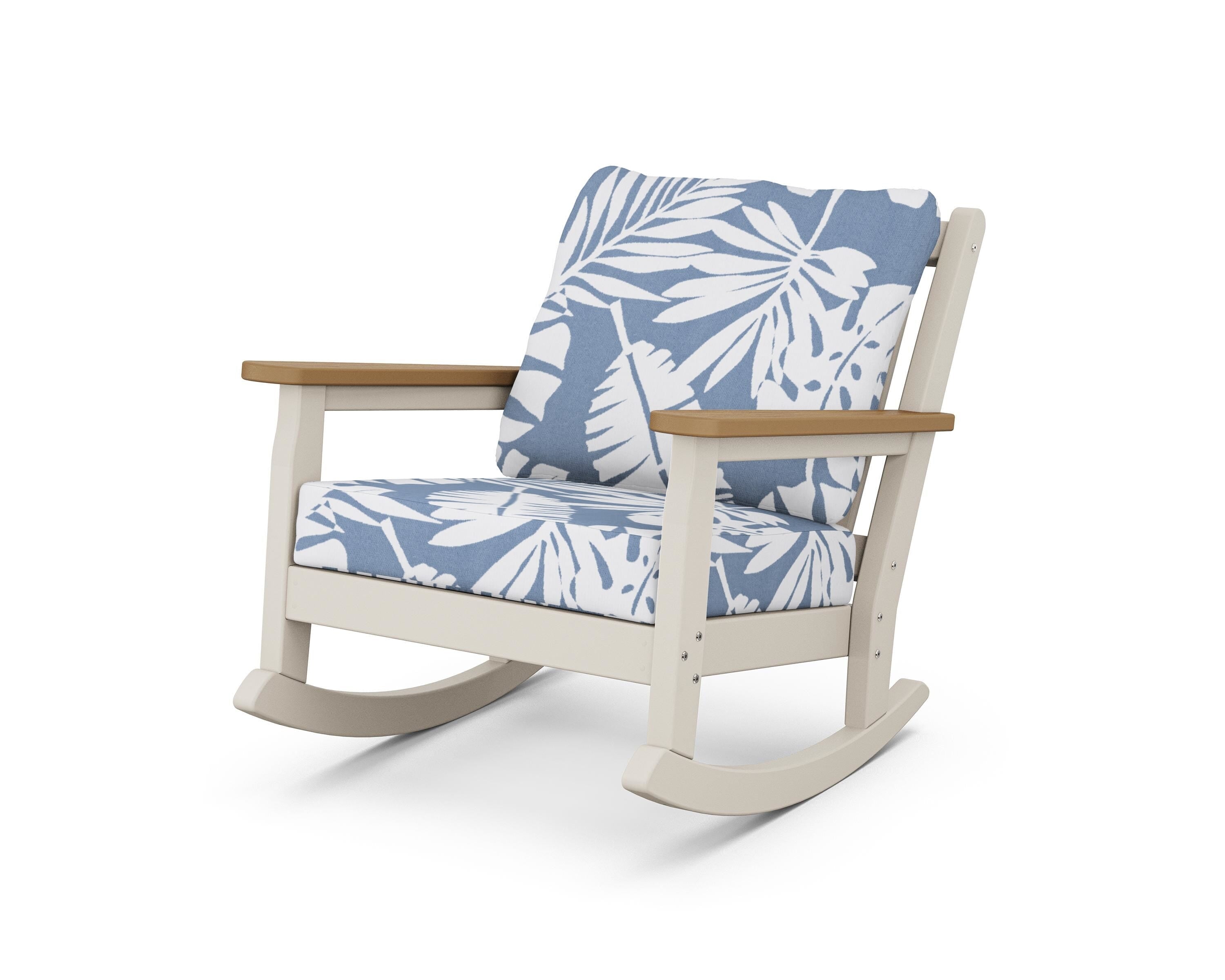 POLYWOOD® Chippendale Deep Seating Rocking Chair in Sand / Natural / Leaf Sky Blue