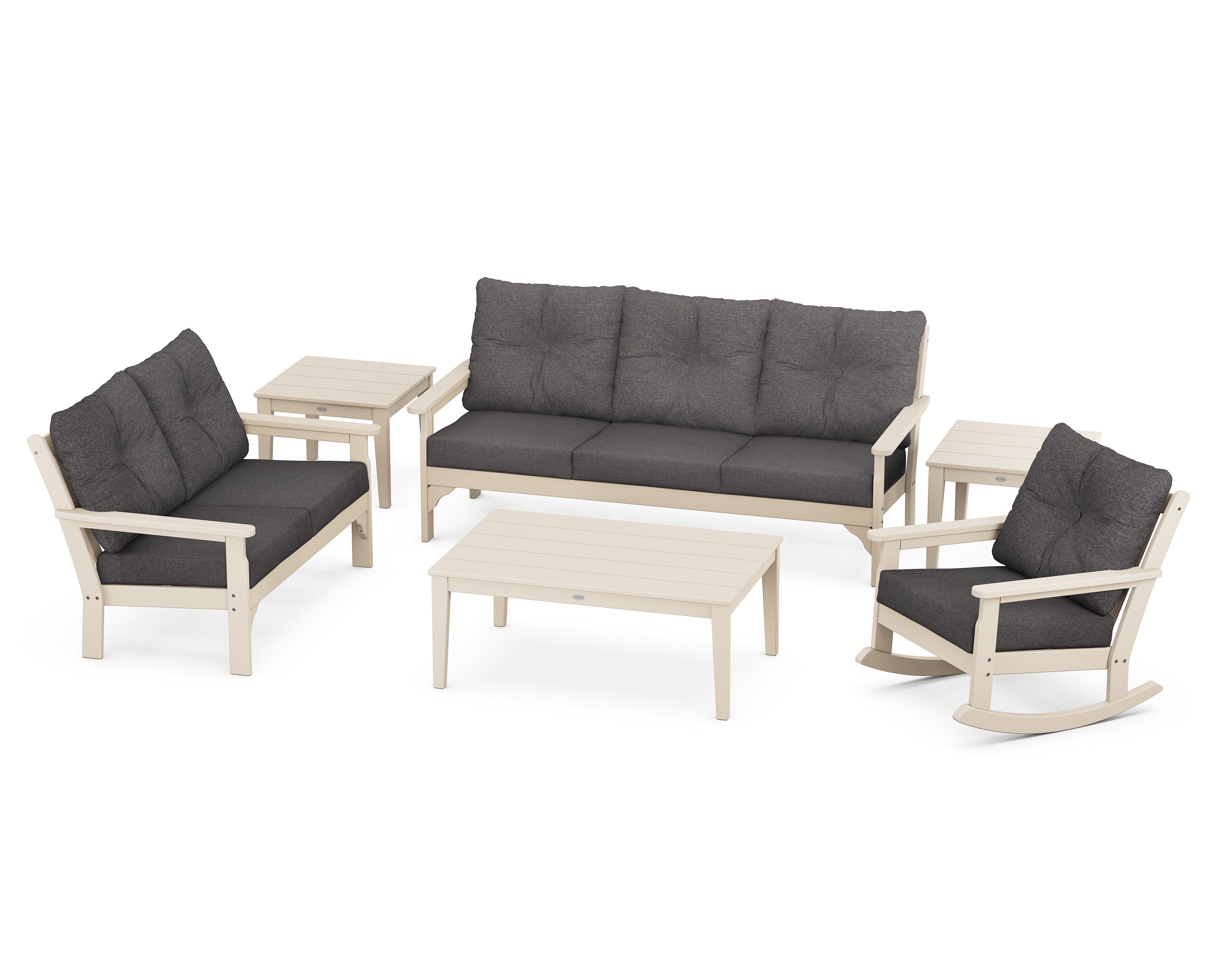 POLYWOOD® Vineyard 6-Piece Deep Seating Set in Sand / Ash Charcoal