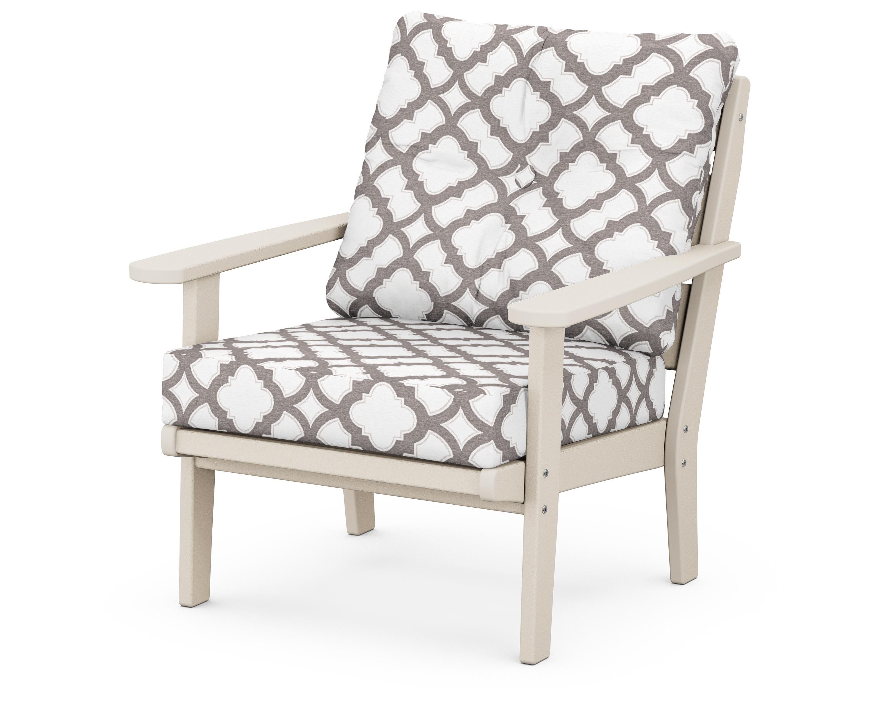 POLYWOOD® Lakeside Deep Seating Chair in Sand / Trellis Grey Mist