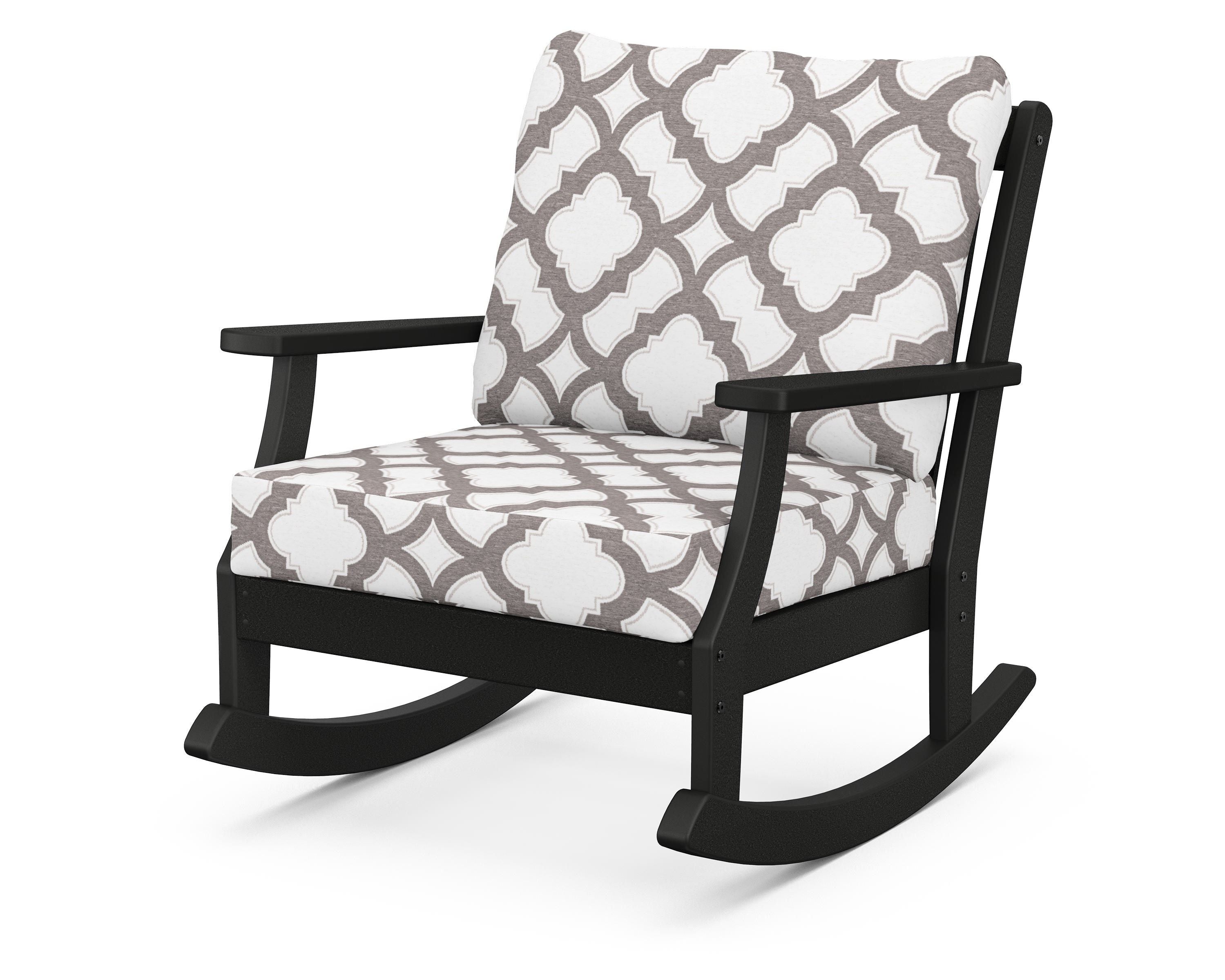 POLYWOOD® Braxton Deep Seating Rocking Chair in Black / Trellis Grey Mist