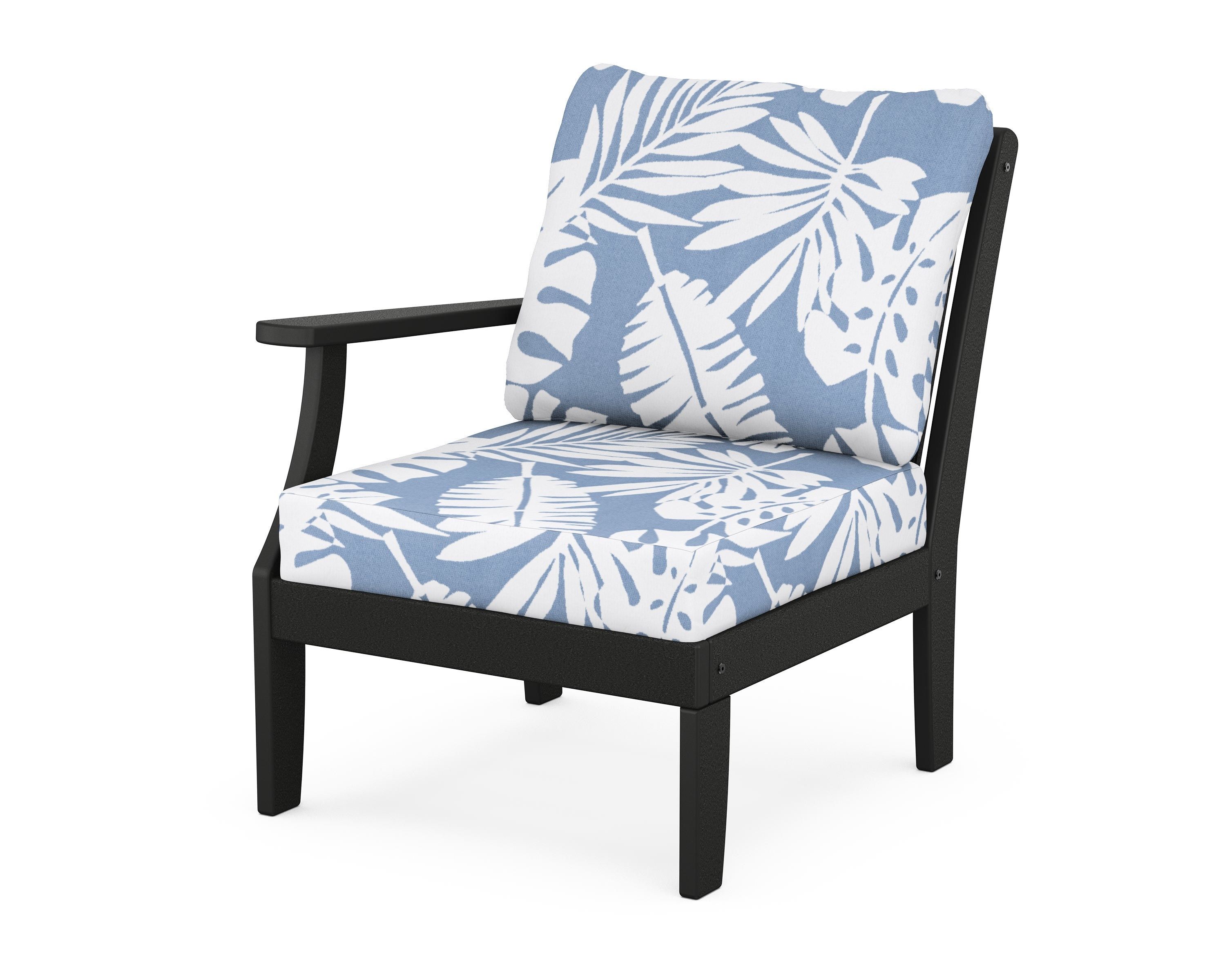 POLYWOOD® Braxton Modular Left Arm Chair in Black / Leaf Sky Blue