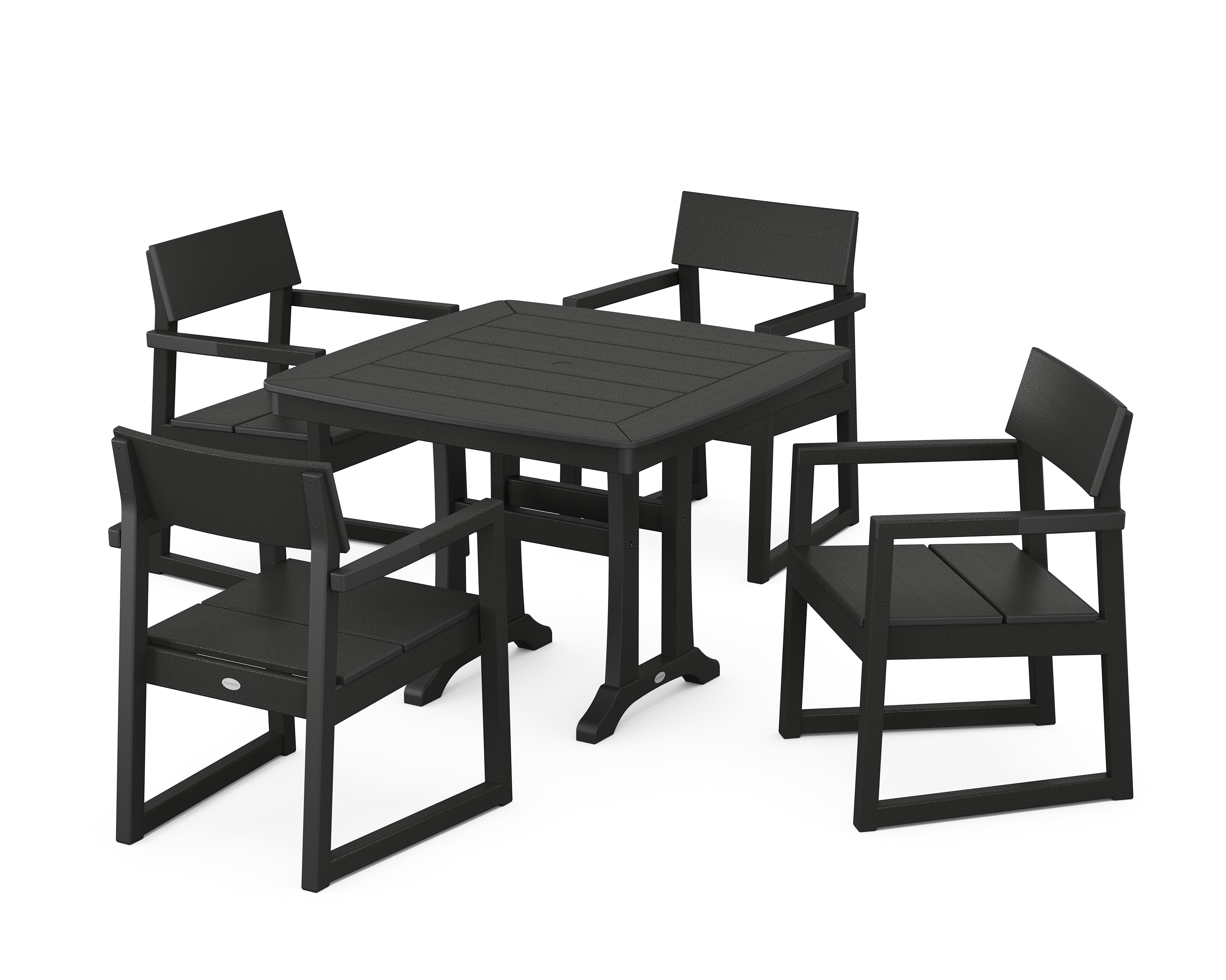 POLYWOOD® EDGE 5-Piece Dining Set with Trestle Legs in Black