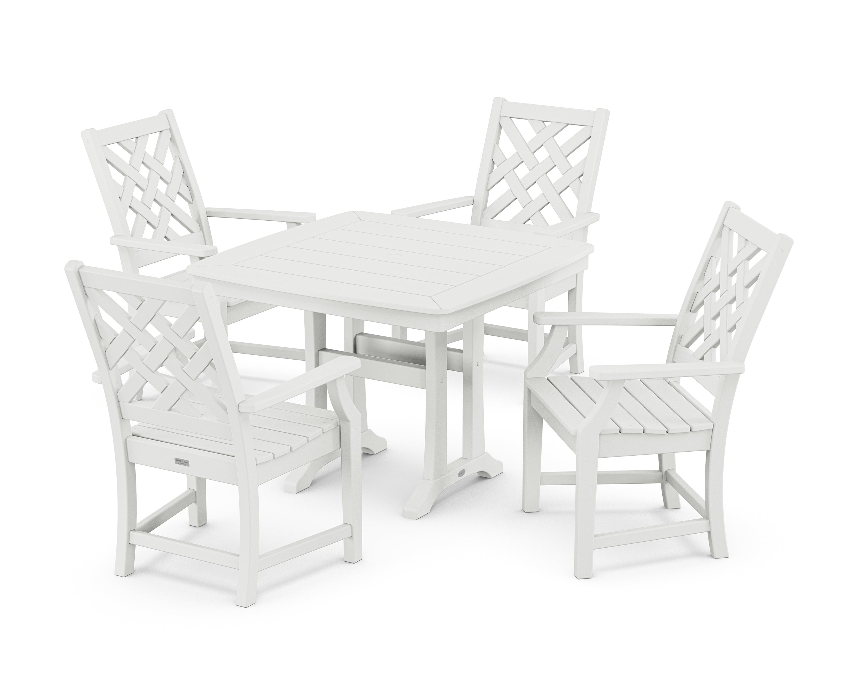 Country Living Wovendale 5-Piece Dining Set with Trestle Legs in White