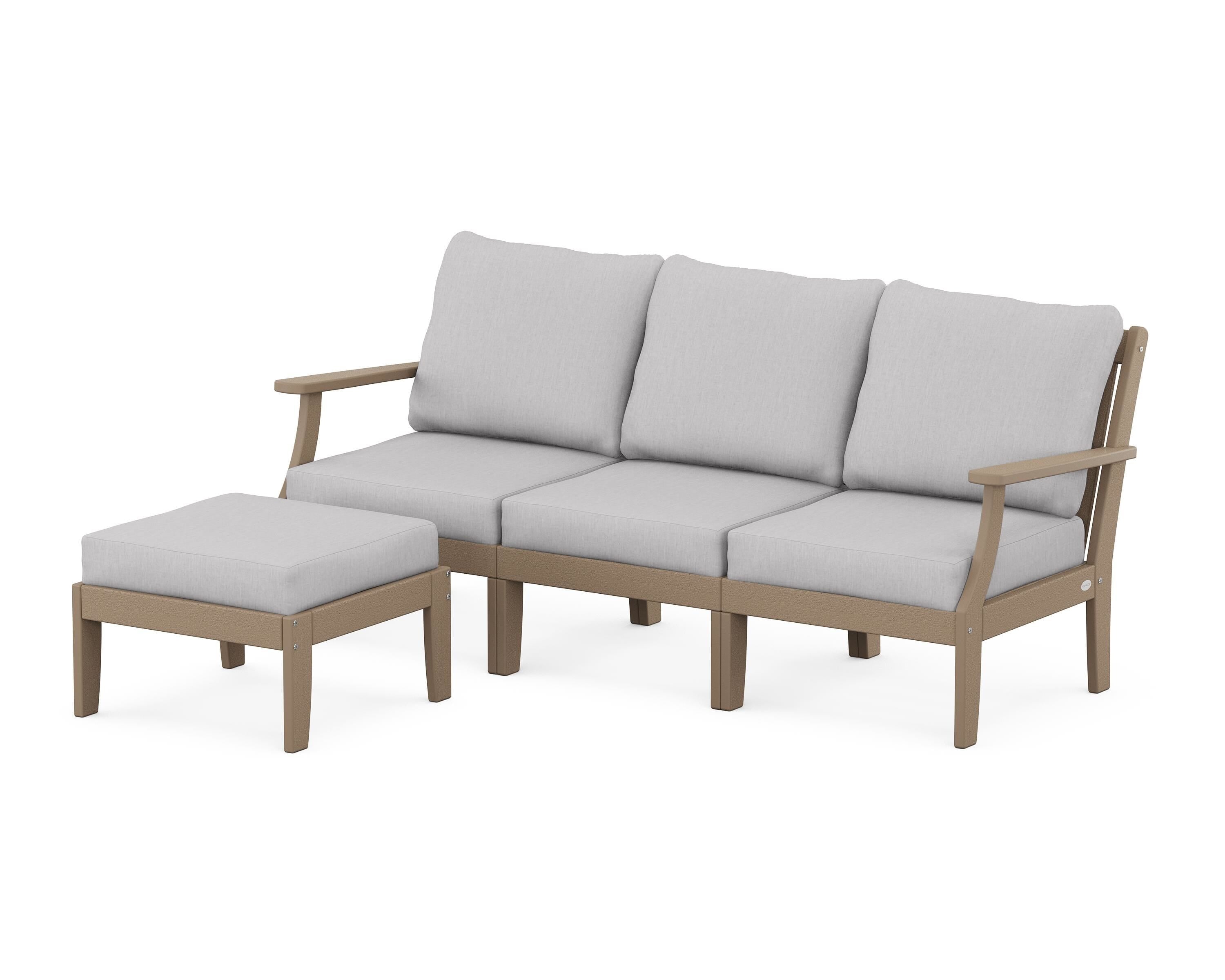 POLYWOOD® Braxton Modular 4-Piece Deep Seating Set with Ottoman in Vintage Sahara / Granite