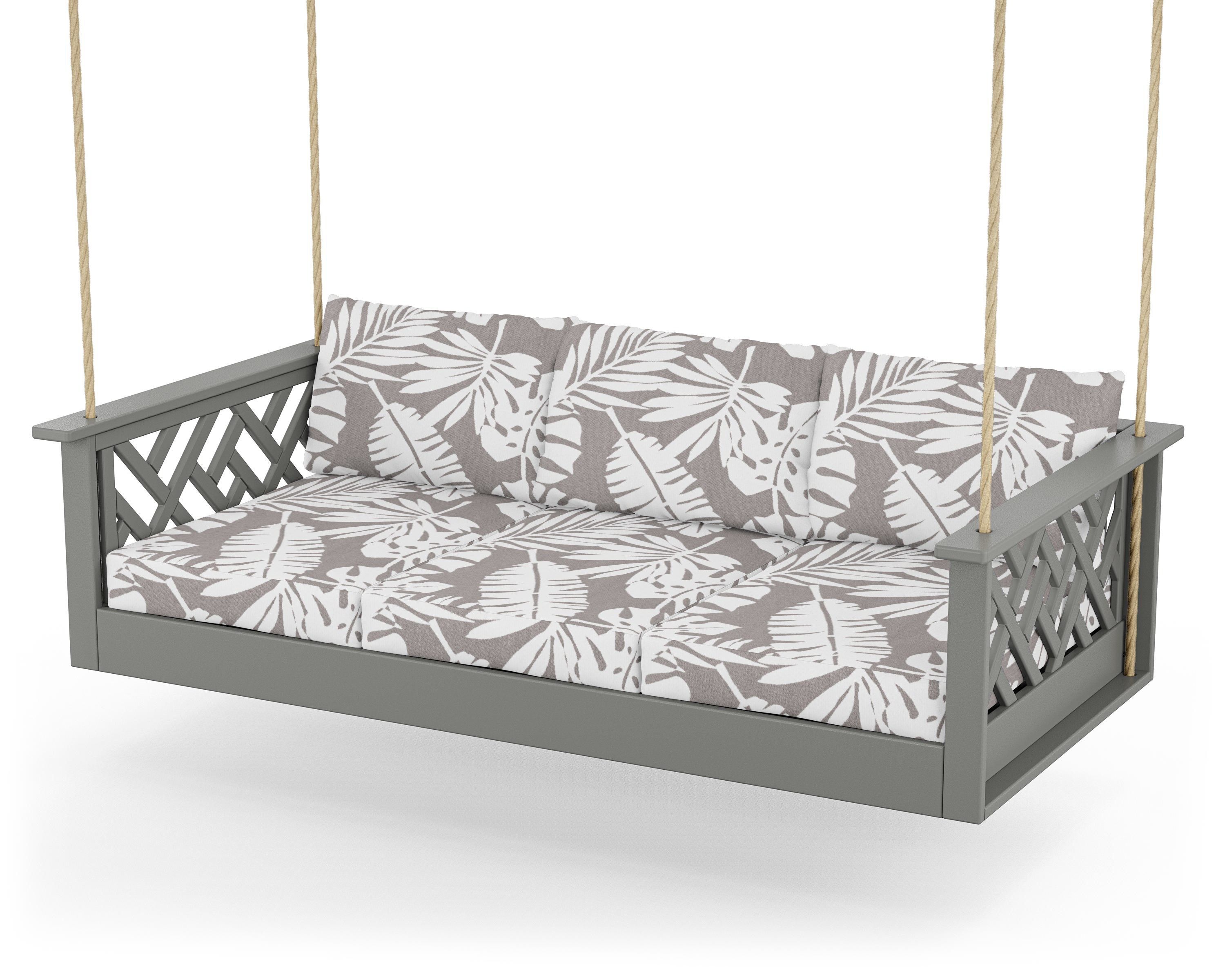 POLYWOOD® Chippendale Daybed Swing in Slate Grey / Leaf Grey Mist