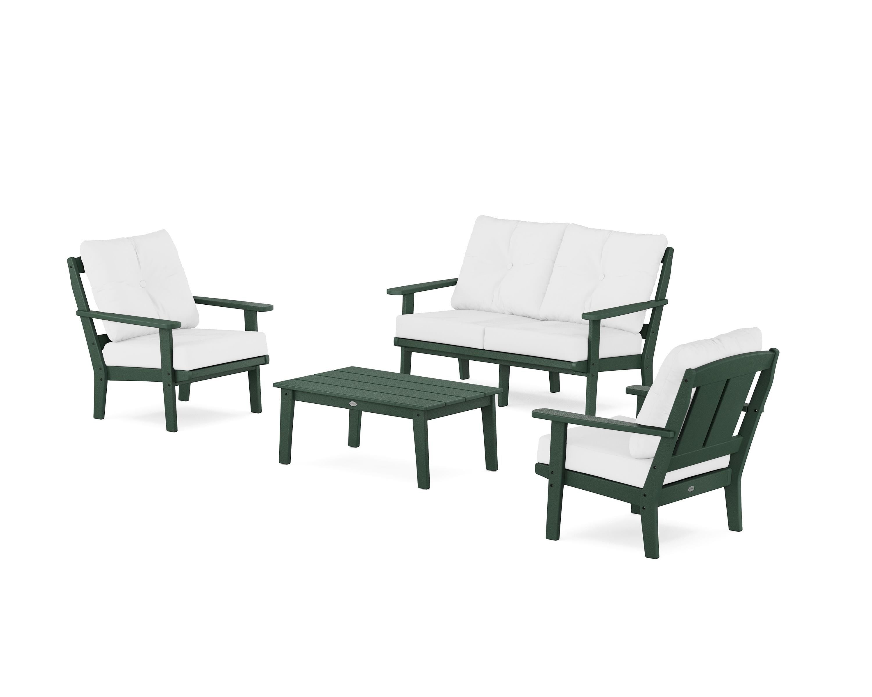 POLYWOOD® Mission 4-Piece Deep Seating Set with Loveseat in Green / Natural