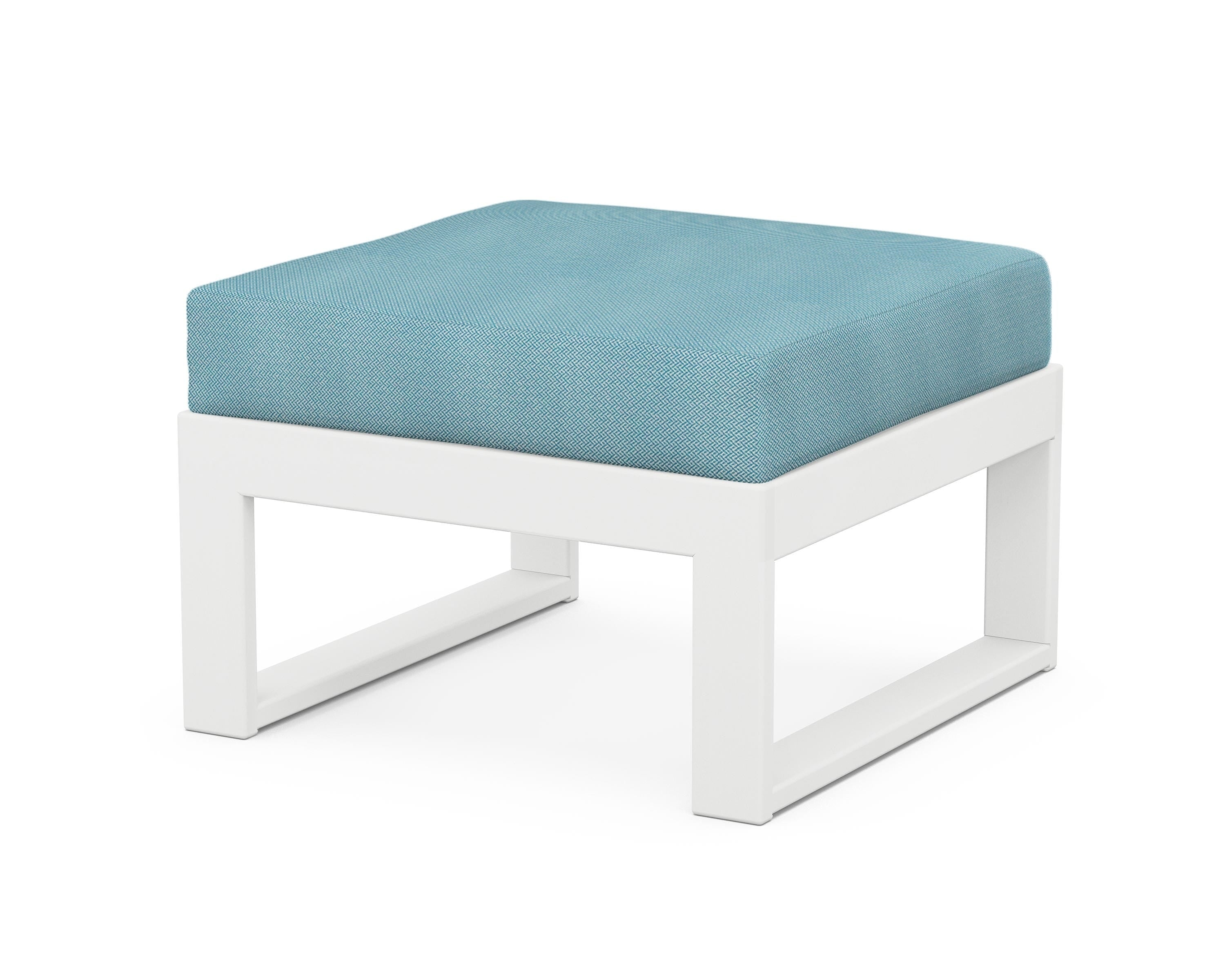 Unbranded Modular Ottoman - Modern in White / Lattice Sky Blue