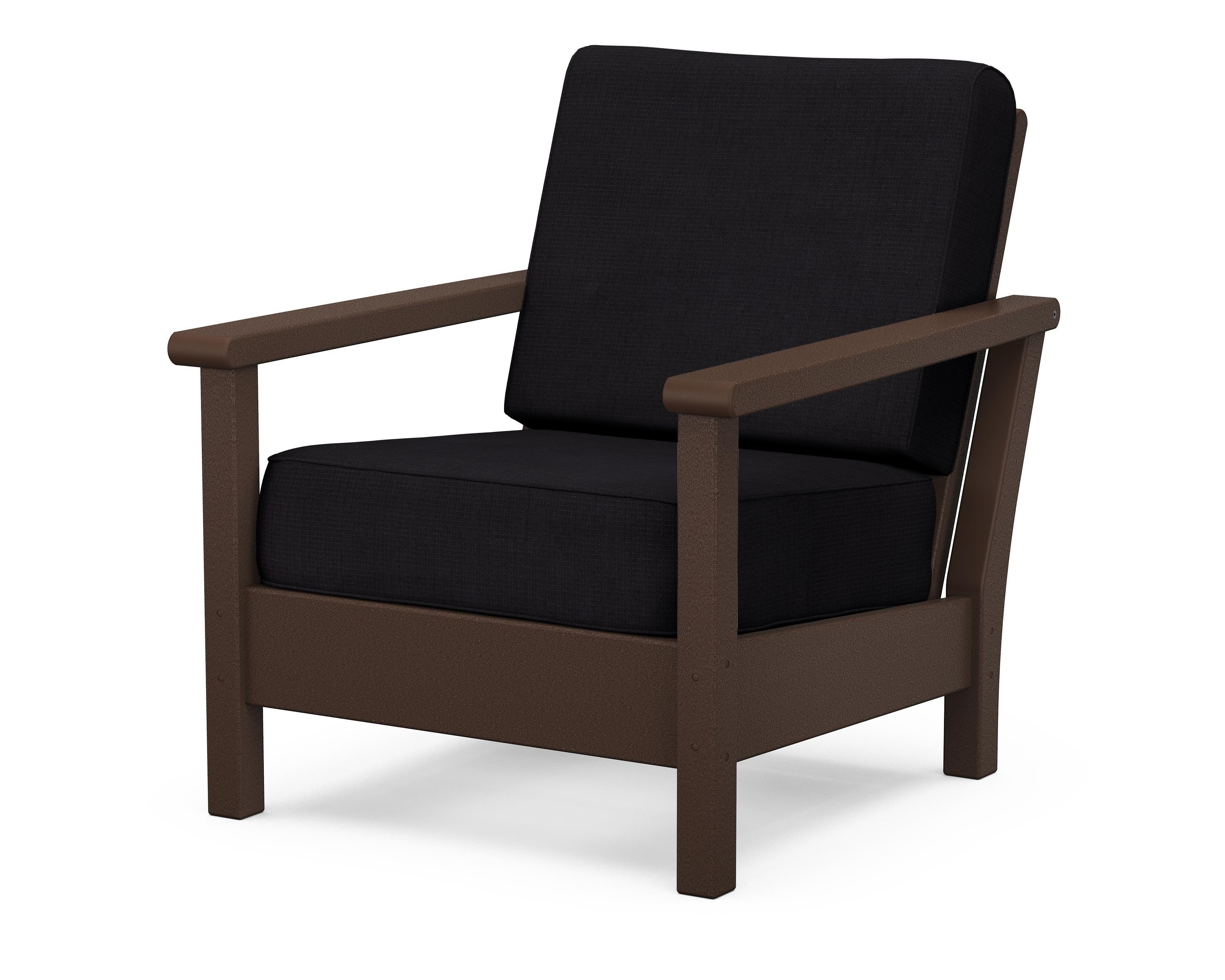 POLYWOOD® Harbour Deep Seating Chair in Mahogany / Midnight Linen