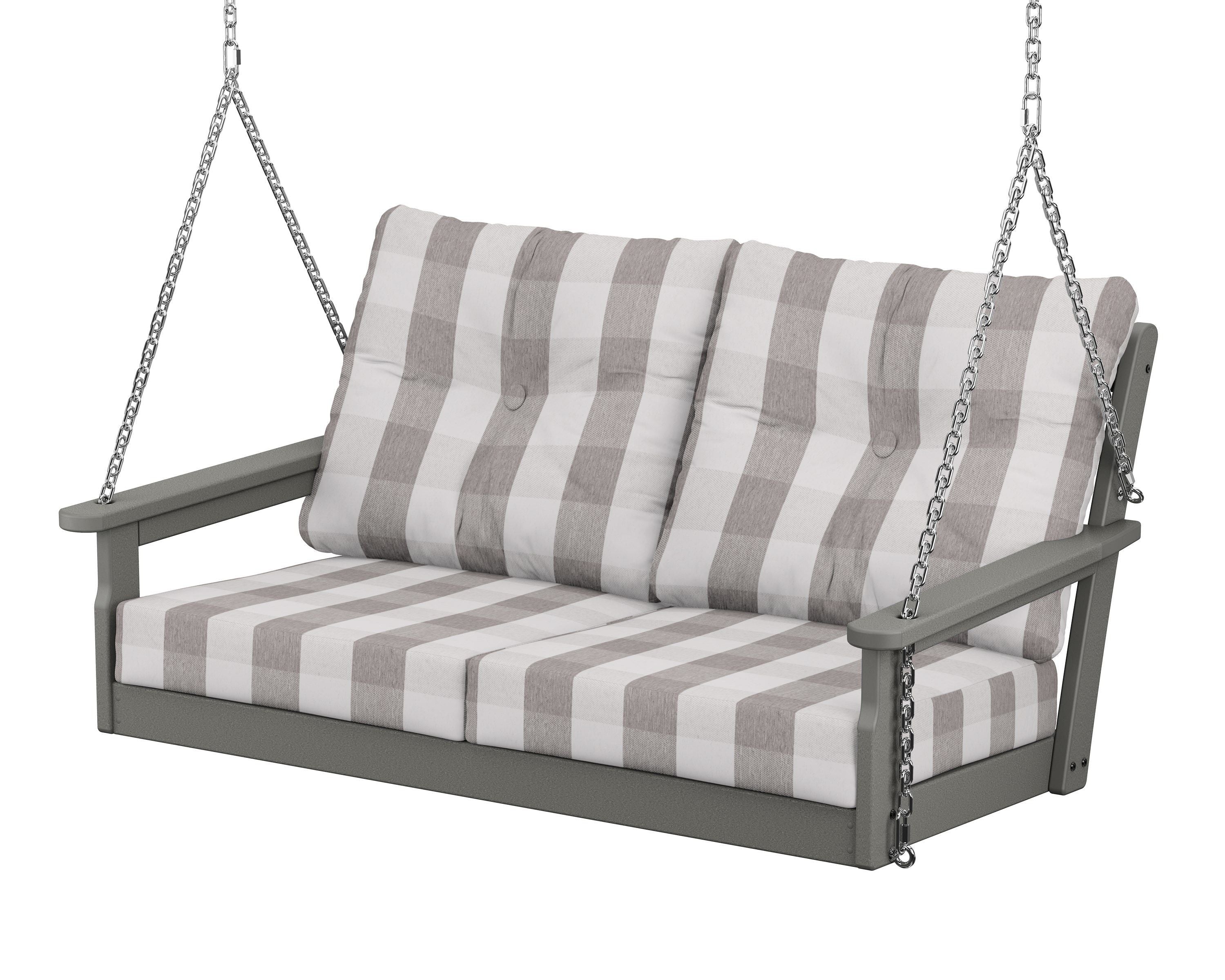 POLYWOOD® Vineyard Deep Seating Swing in Slate Grey / Buffalo Plaid Grey Mist