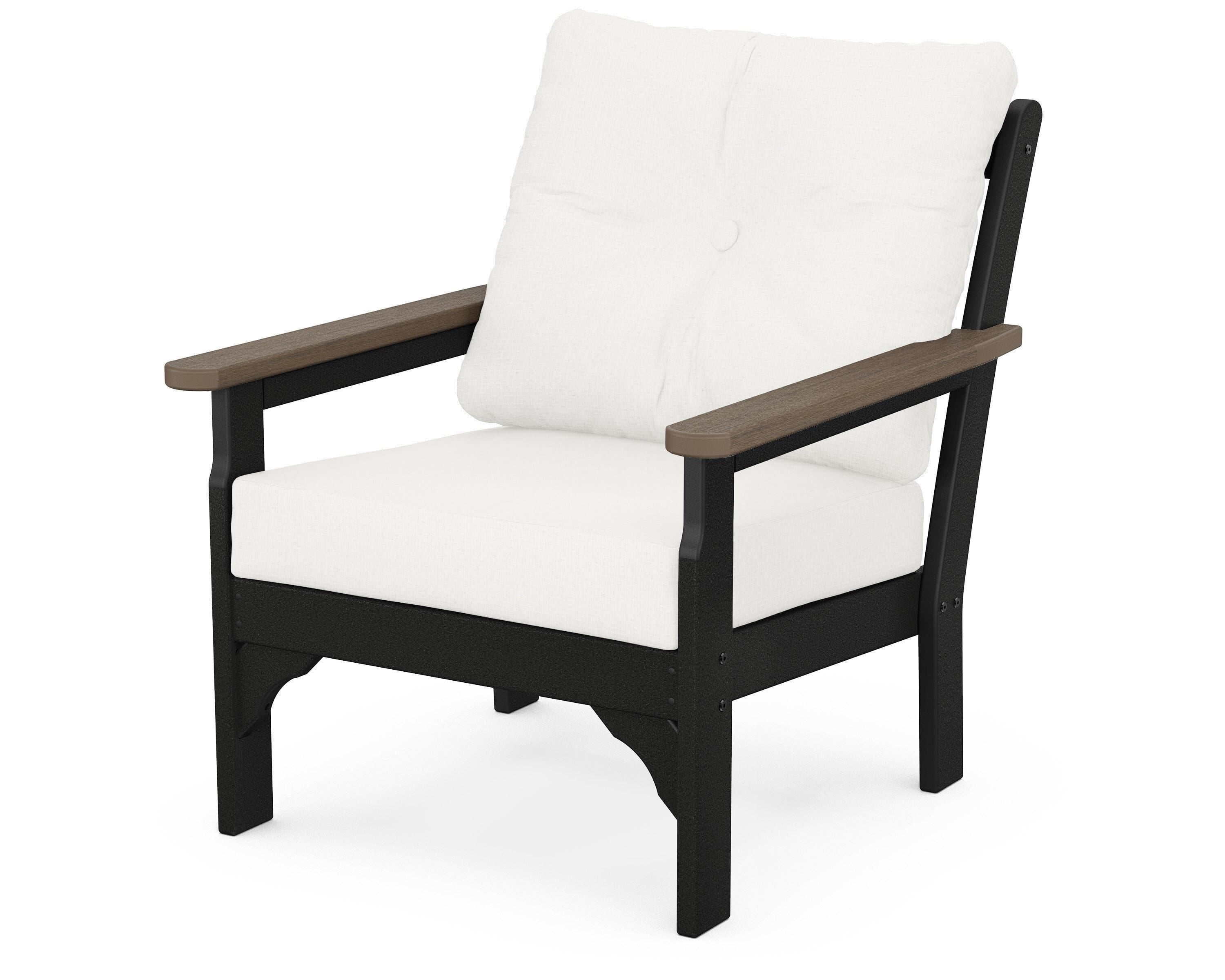 POLYWOOD® Vineyard Deep Seating Chair in Black / Kona / Natural Linen
