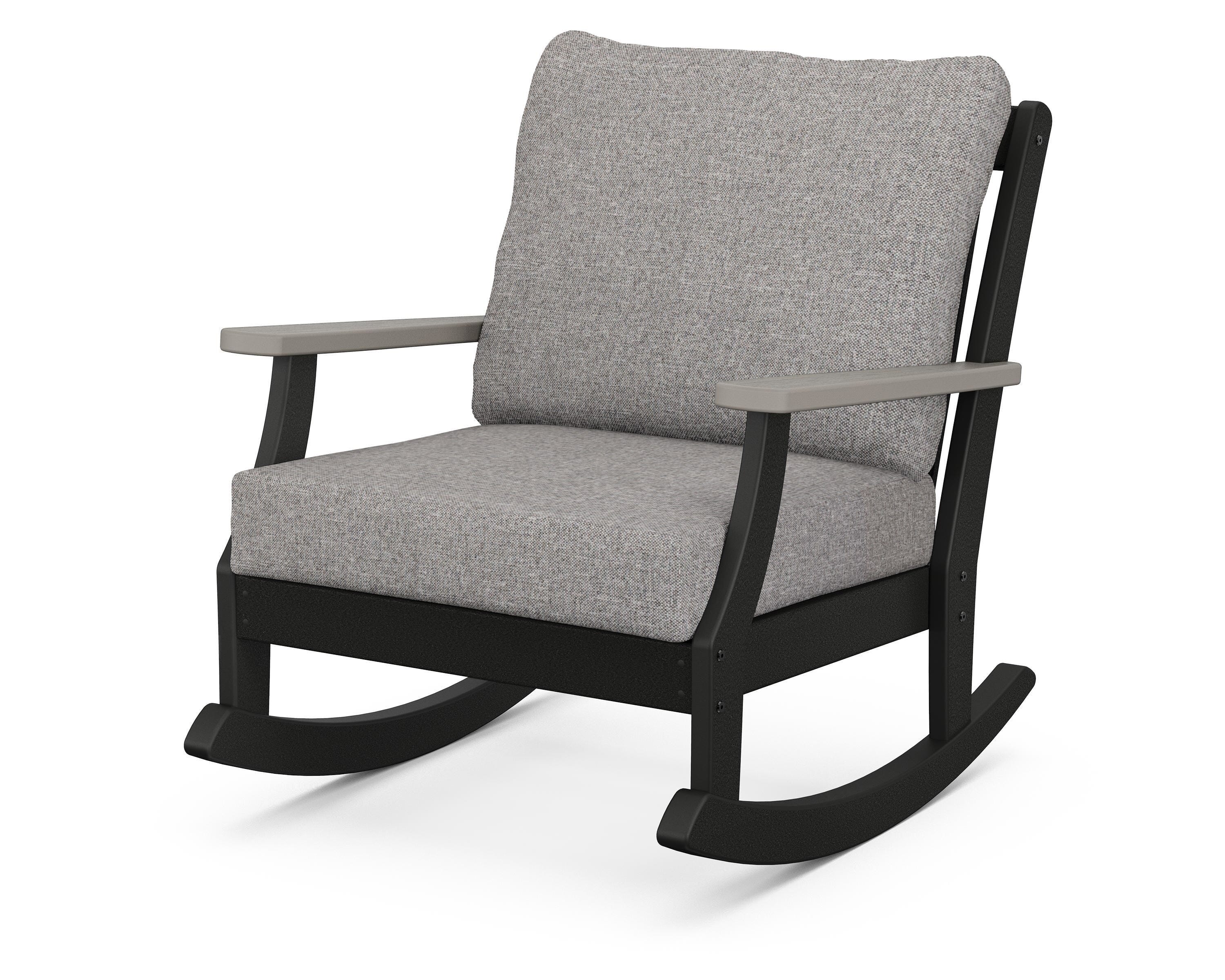 POLYWOOD® Braxton Deep Seating Rocking Chair in Black / Driftwood / Grey Mist