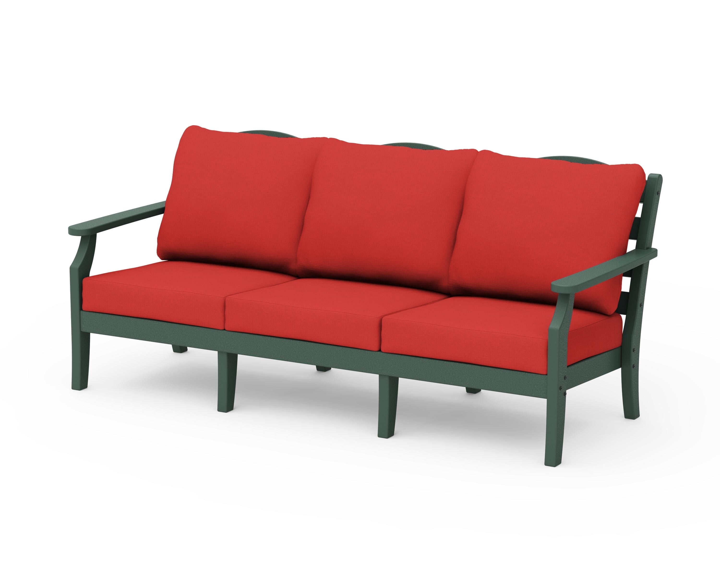 Draper James™ by POLYWOOD® Savannah Deep Seating Sofa in Green / Crimson Linen