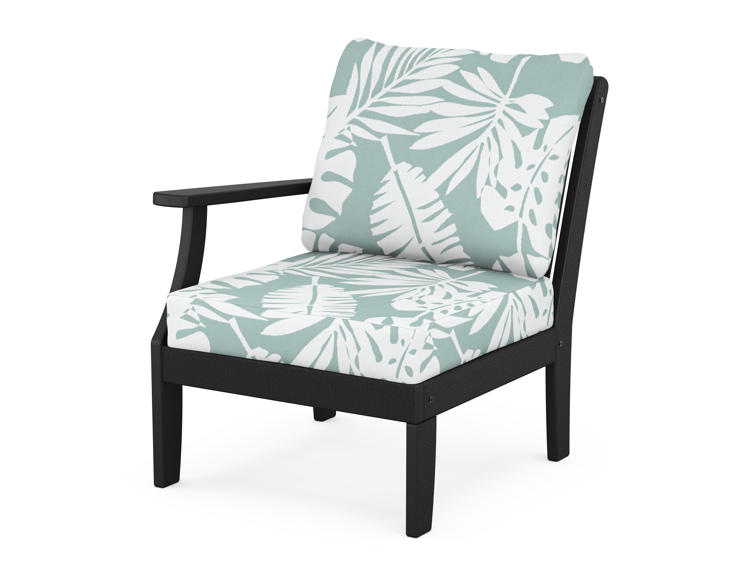 POLYWOOD® Braxton Modular Left Arm Chair in Black / Leaf Glacier Spa