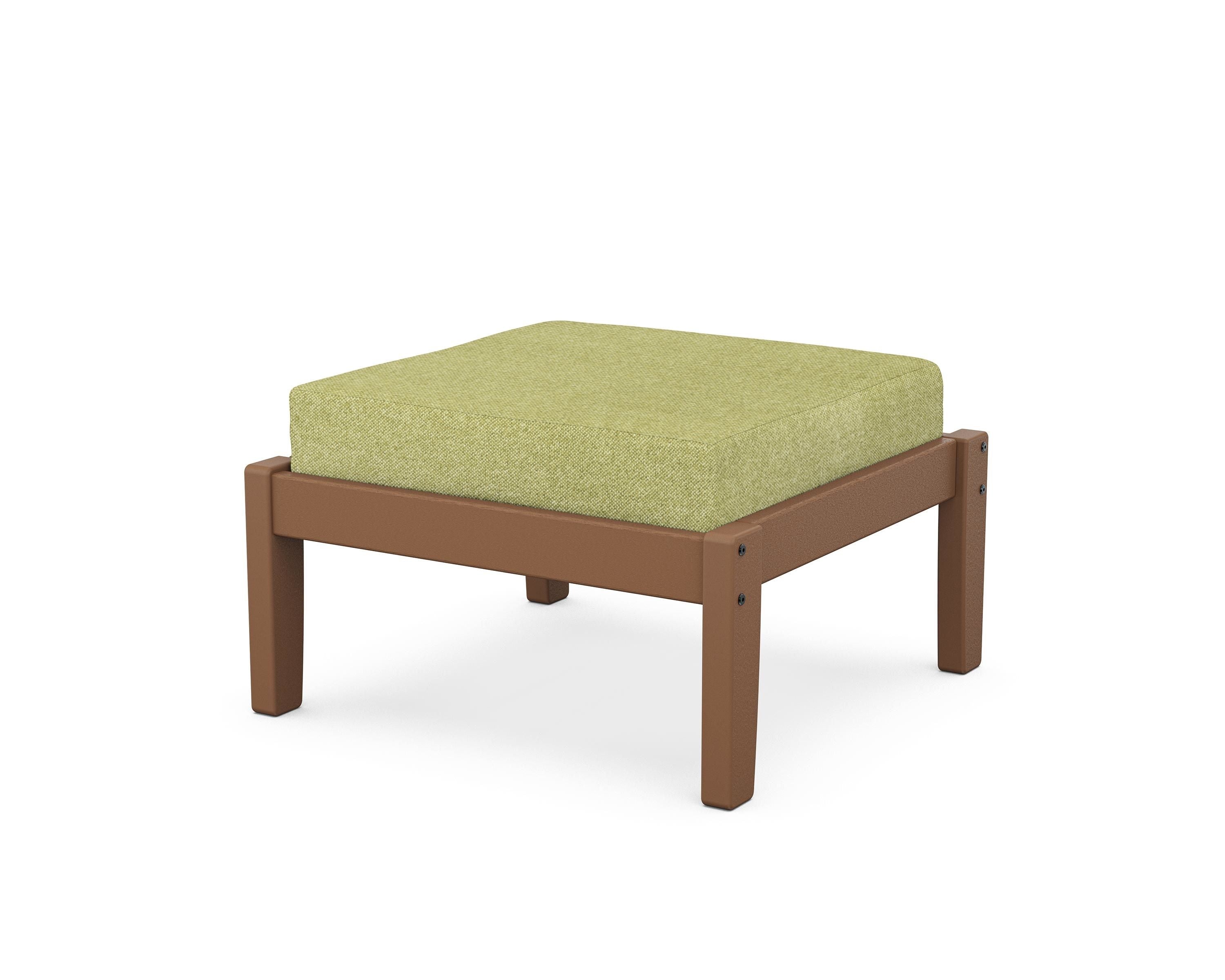 Unbranded Deep Seating Ottoman in Teak / Chartreuse Boucle