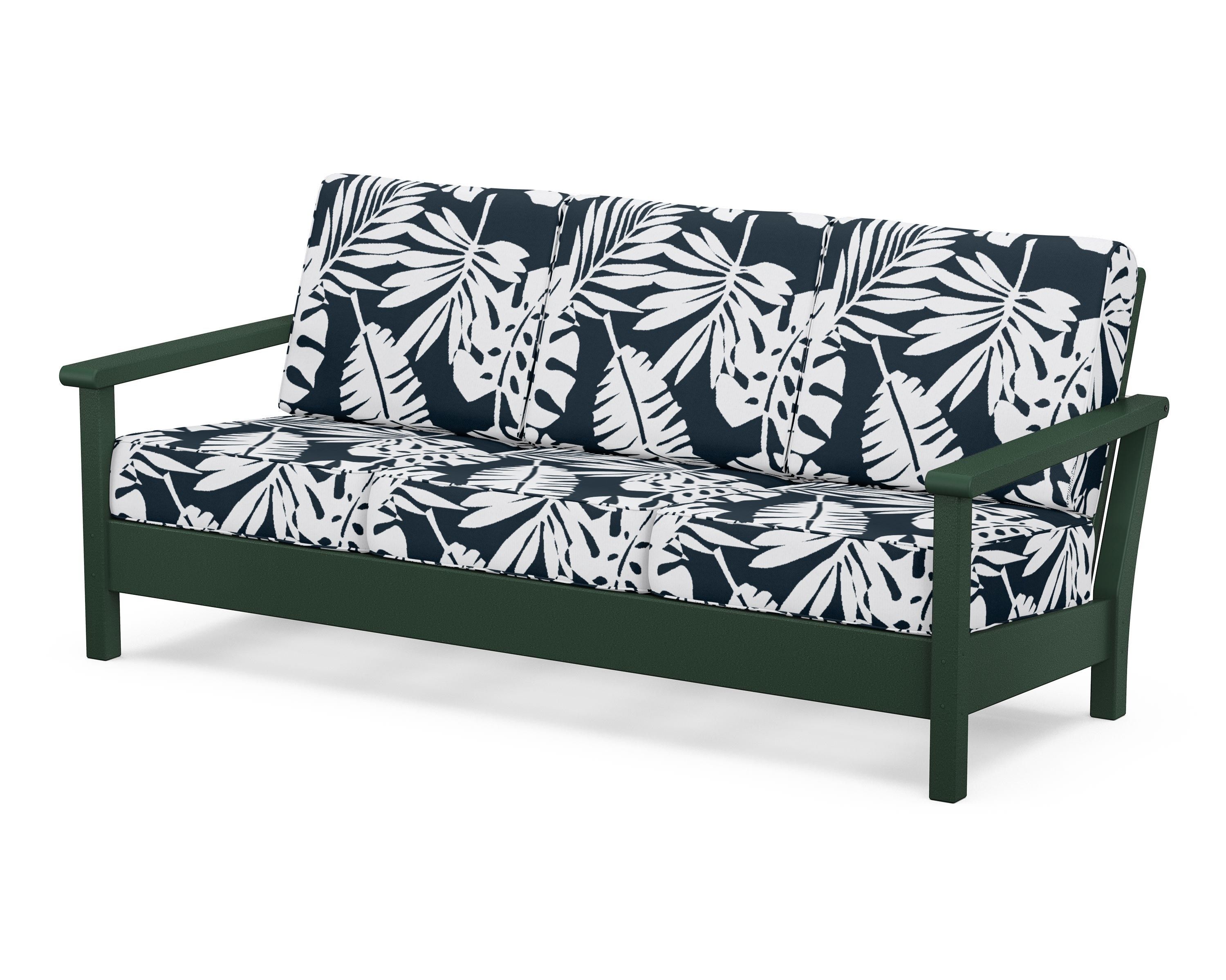 POLYWOOD® Harbour Deep Seating Sofa in Green / Leaf Marine Indigo