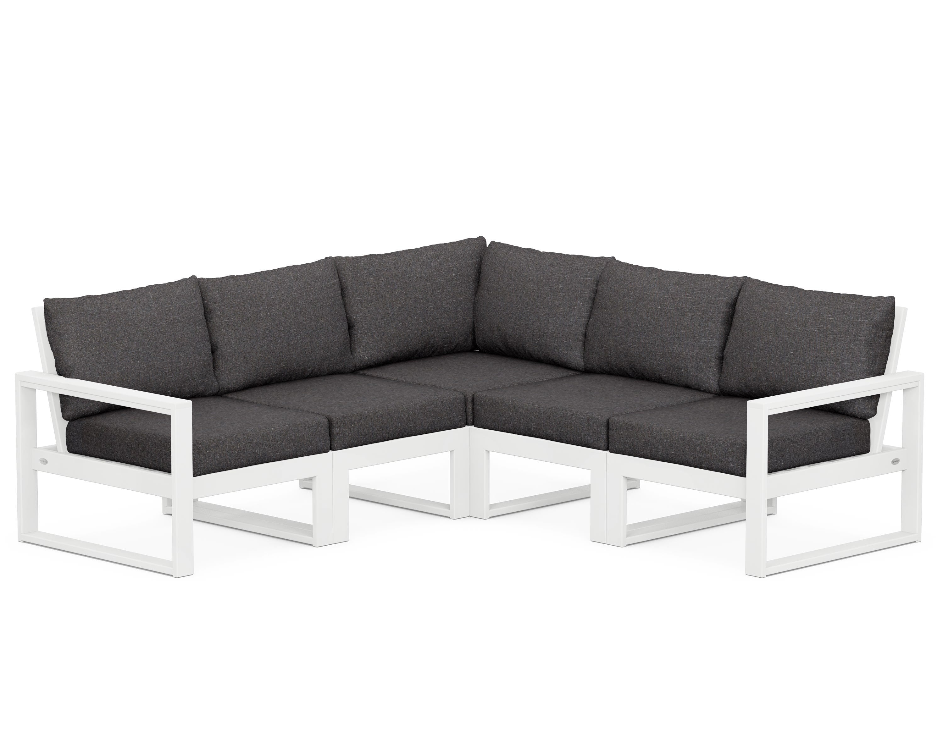 POLYWOOD® EDGE 5-Piece Modular Deep Seating Set in White / Ash Charcoal