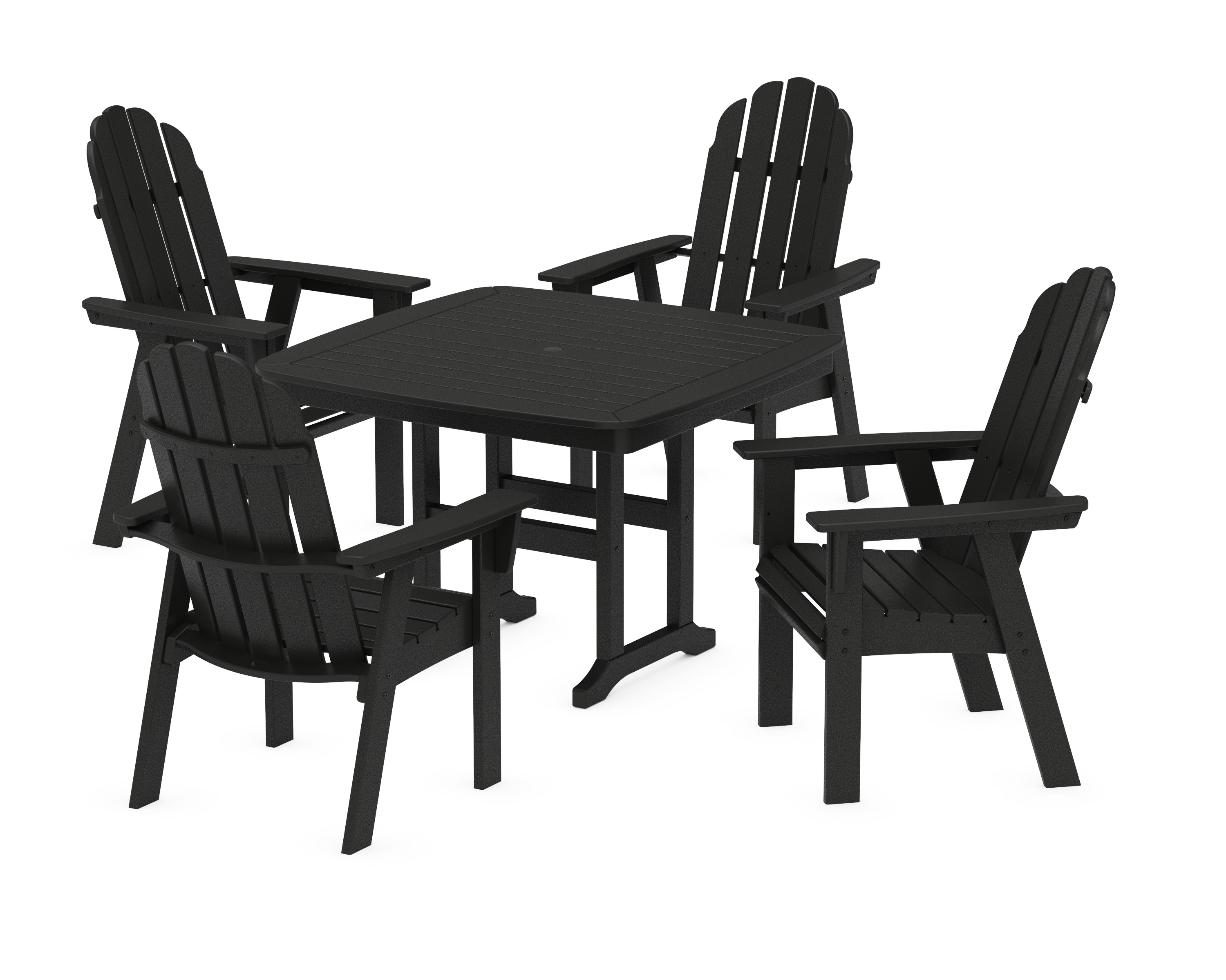 POLYWOOD® Vineyard Curveback Adirondack 5-Piece Dining Set in Black