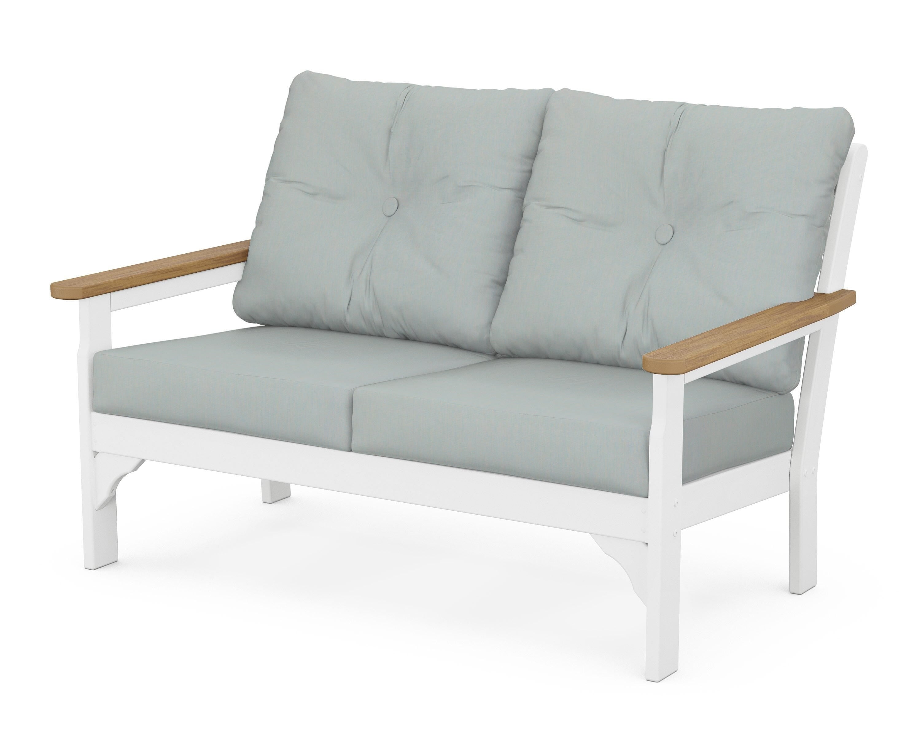 POLYWOOD® Vineyard Deep Seating Loveseat in White / Natural / Spa