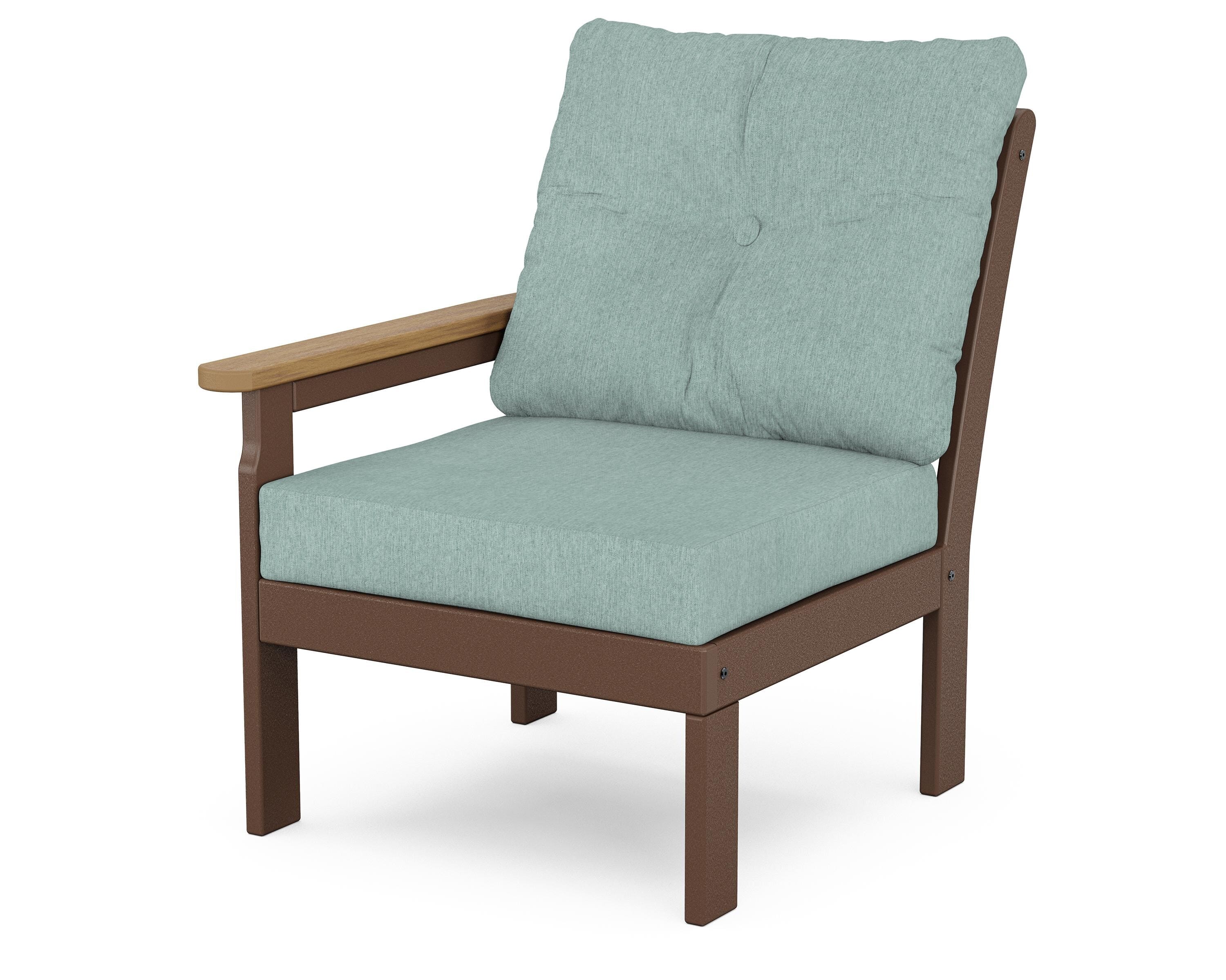 POLYWOOD® Vineyard Modular Left Arm Chair in Mahogany / Natural / Glacier Spa