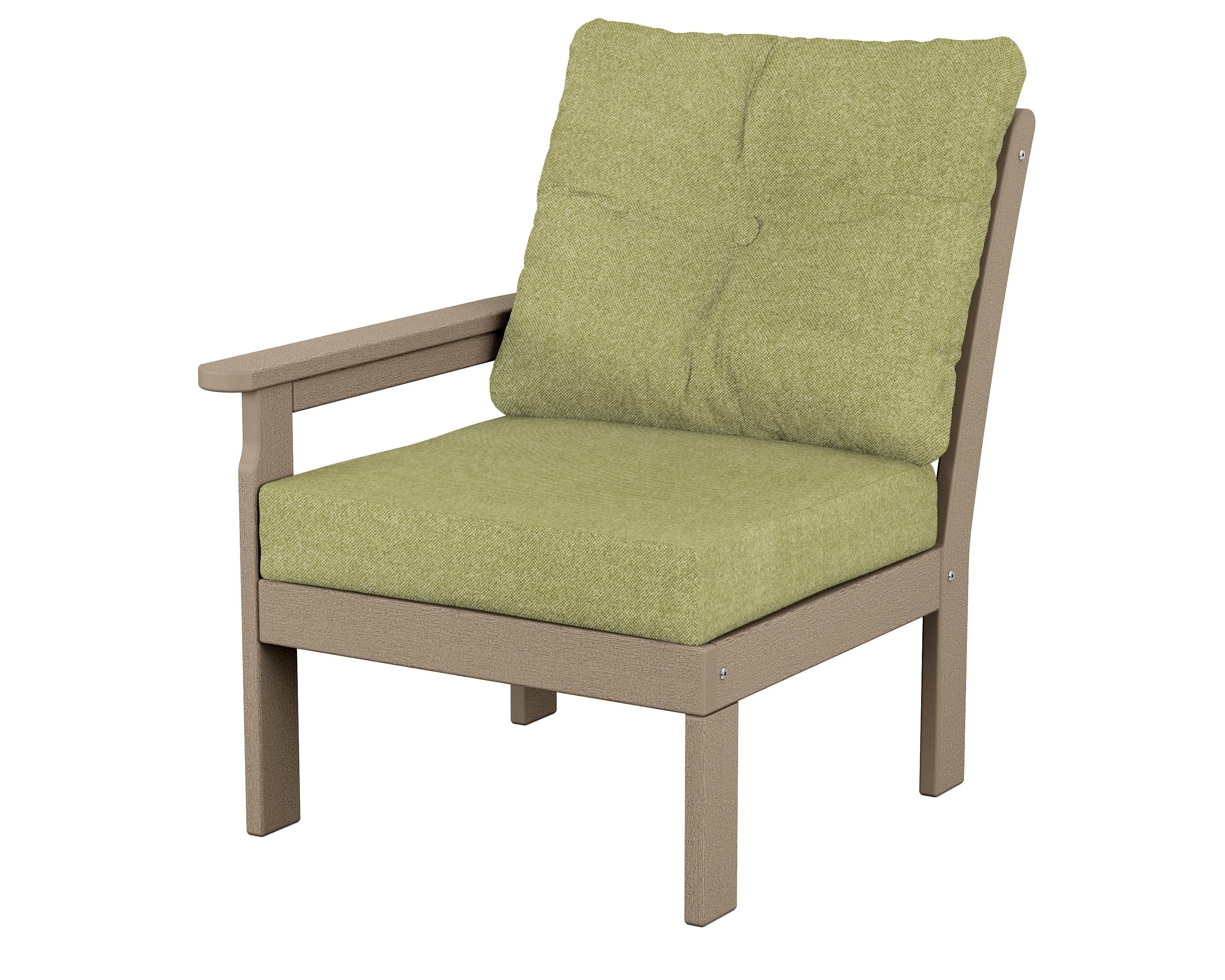 POLYWOOD® Vineyard Modular Left Arm Chair in Vintage Sahara / Chartreuse Boucle