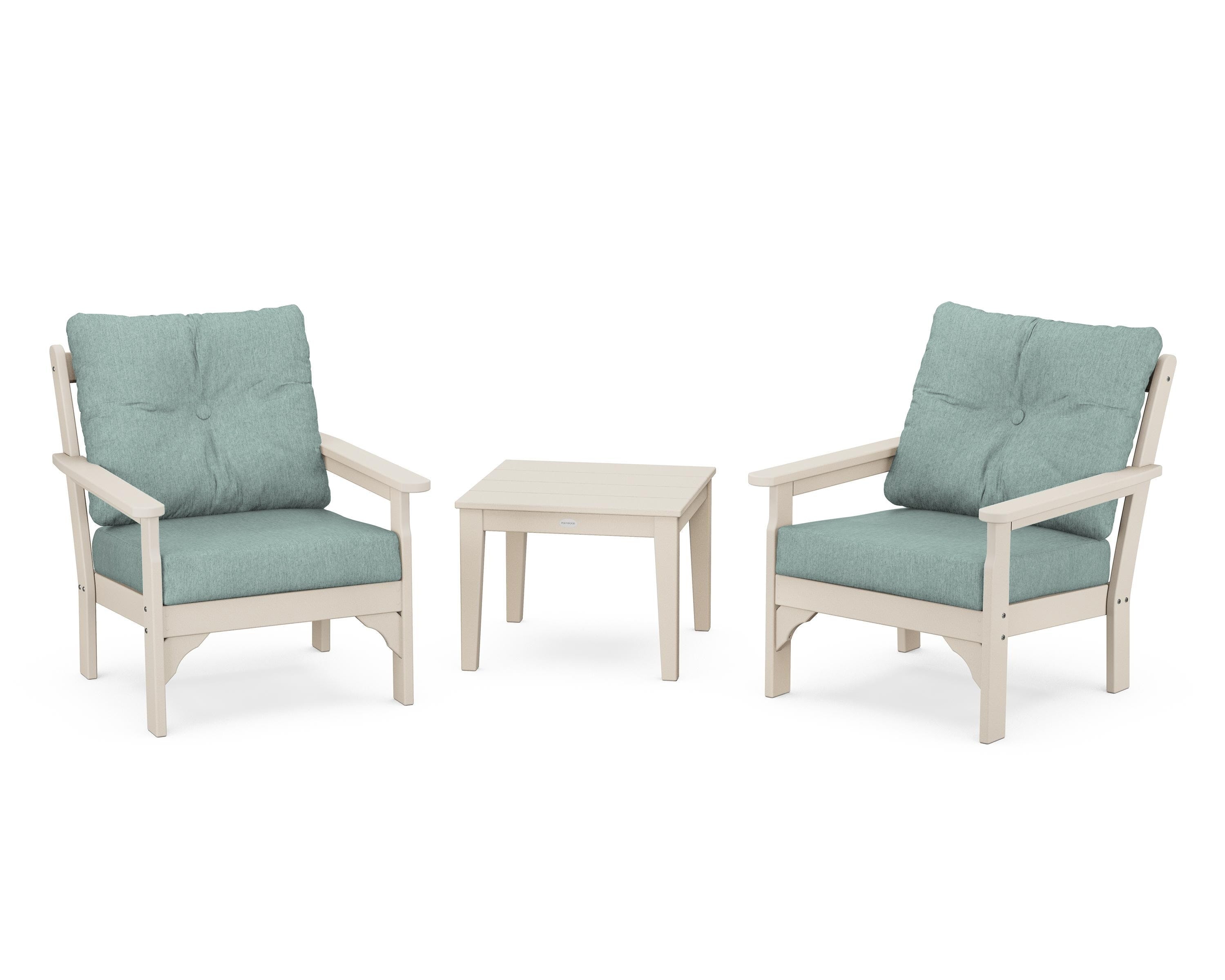 POLYWOOD® Vineyard 3-Piece Deep Seating Set in Sand / Glacier Spa