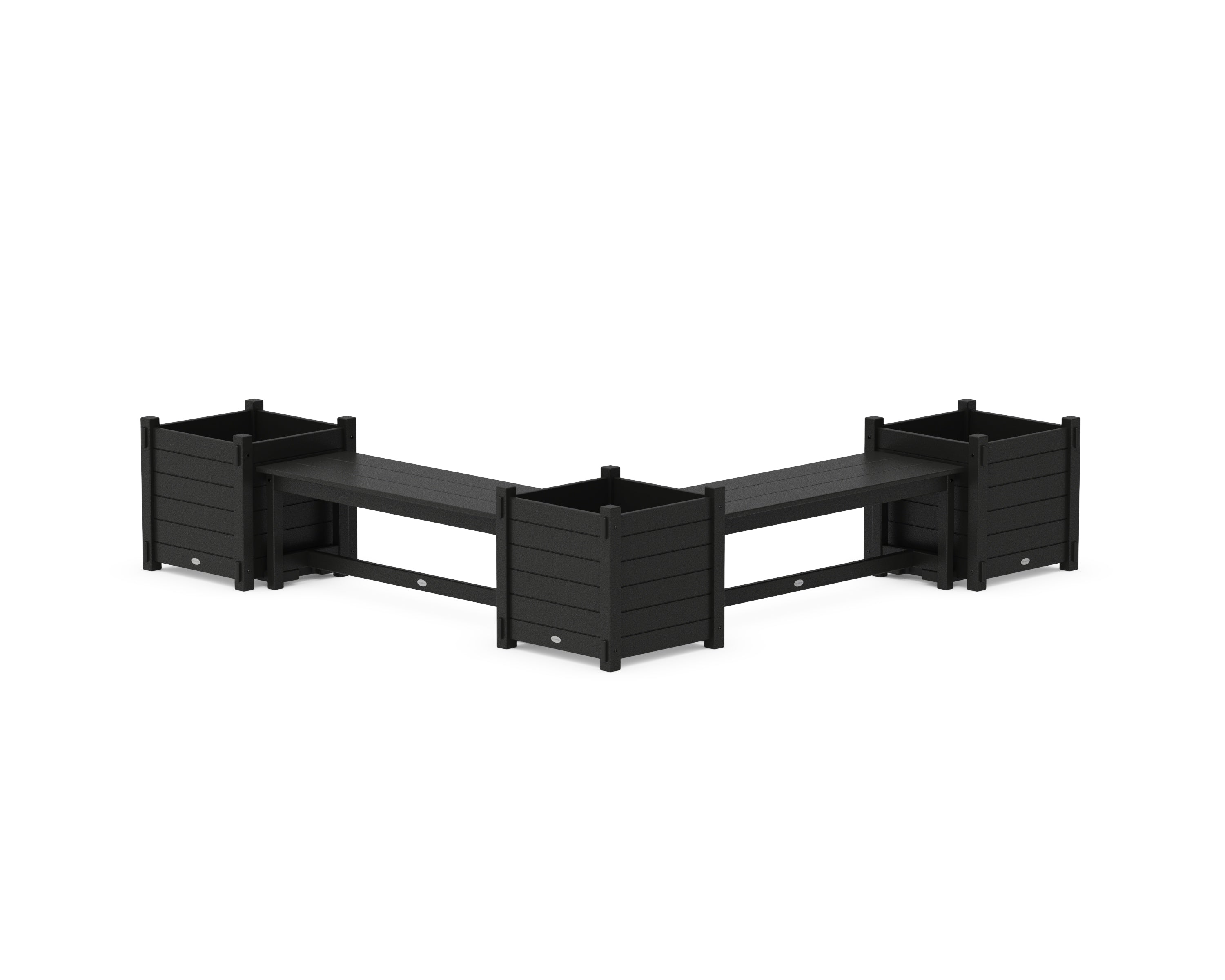 POLYWOOD® 48" Nautical L- Shaped Planter Bench Corner Set - Large in Black