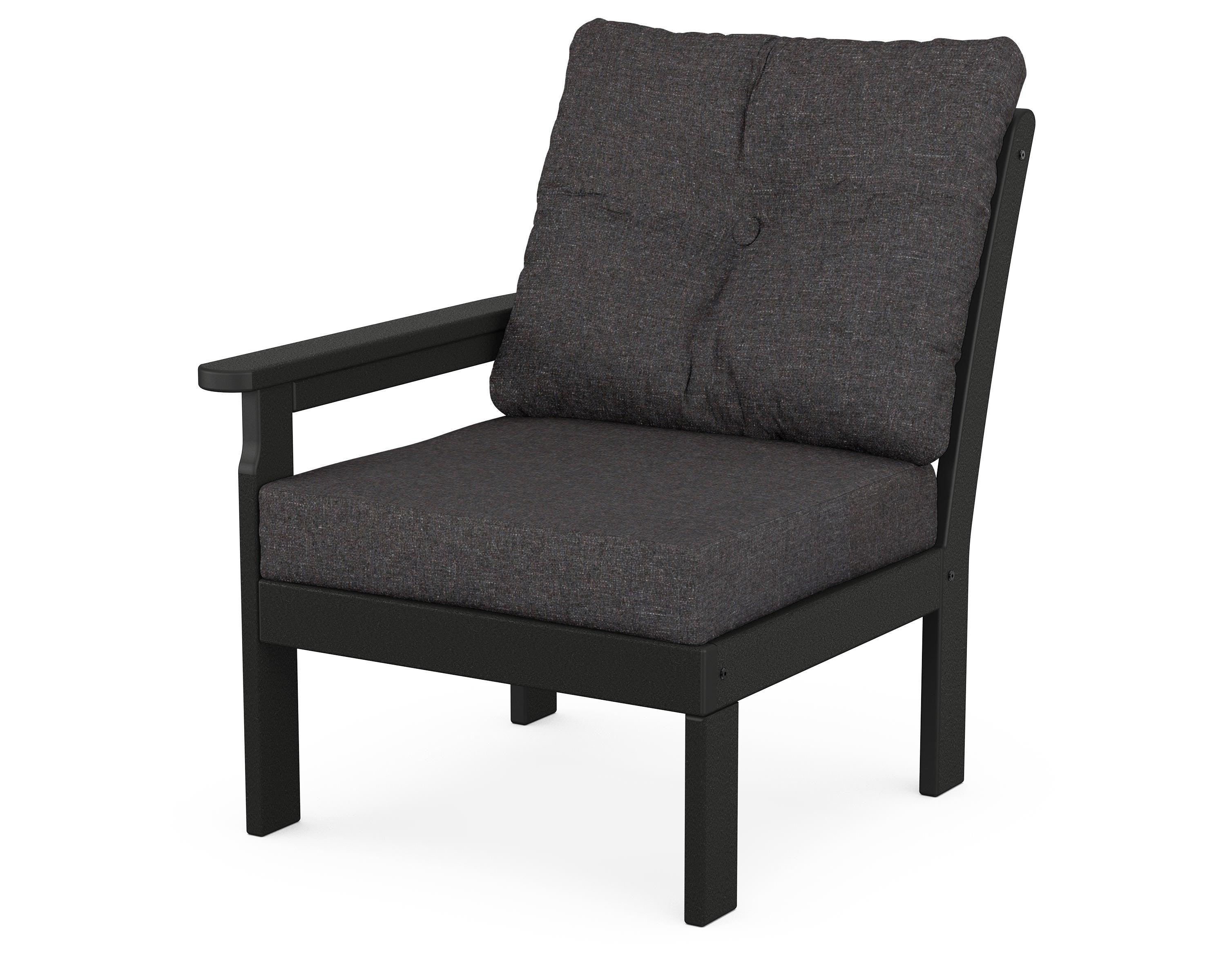 POLYWOOD® Vineyard Modular Left Arm Chair in Black / Ash Charcoal