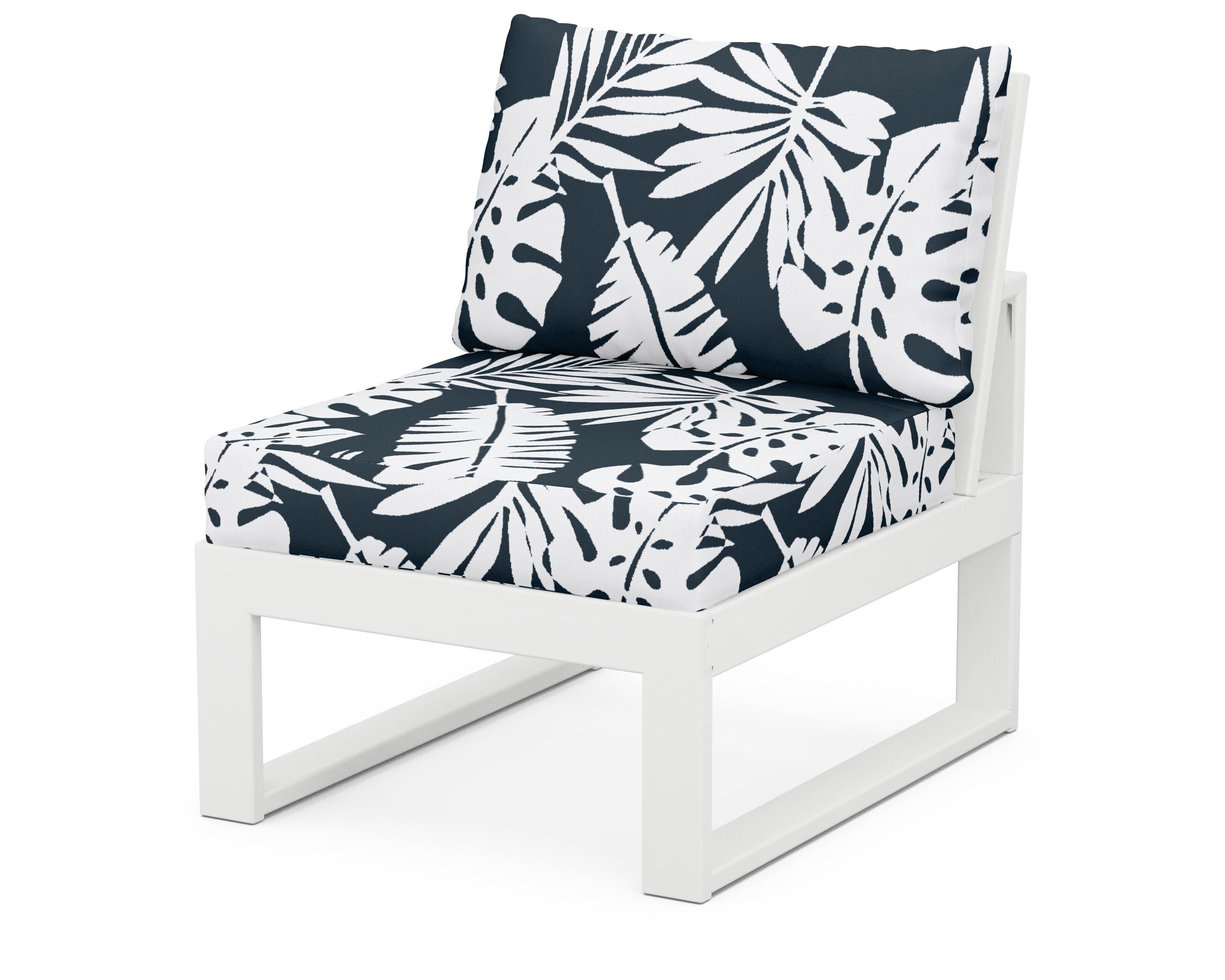 Unbranded Modular Armless Chair in White / Leaf Marine Indigo