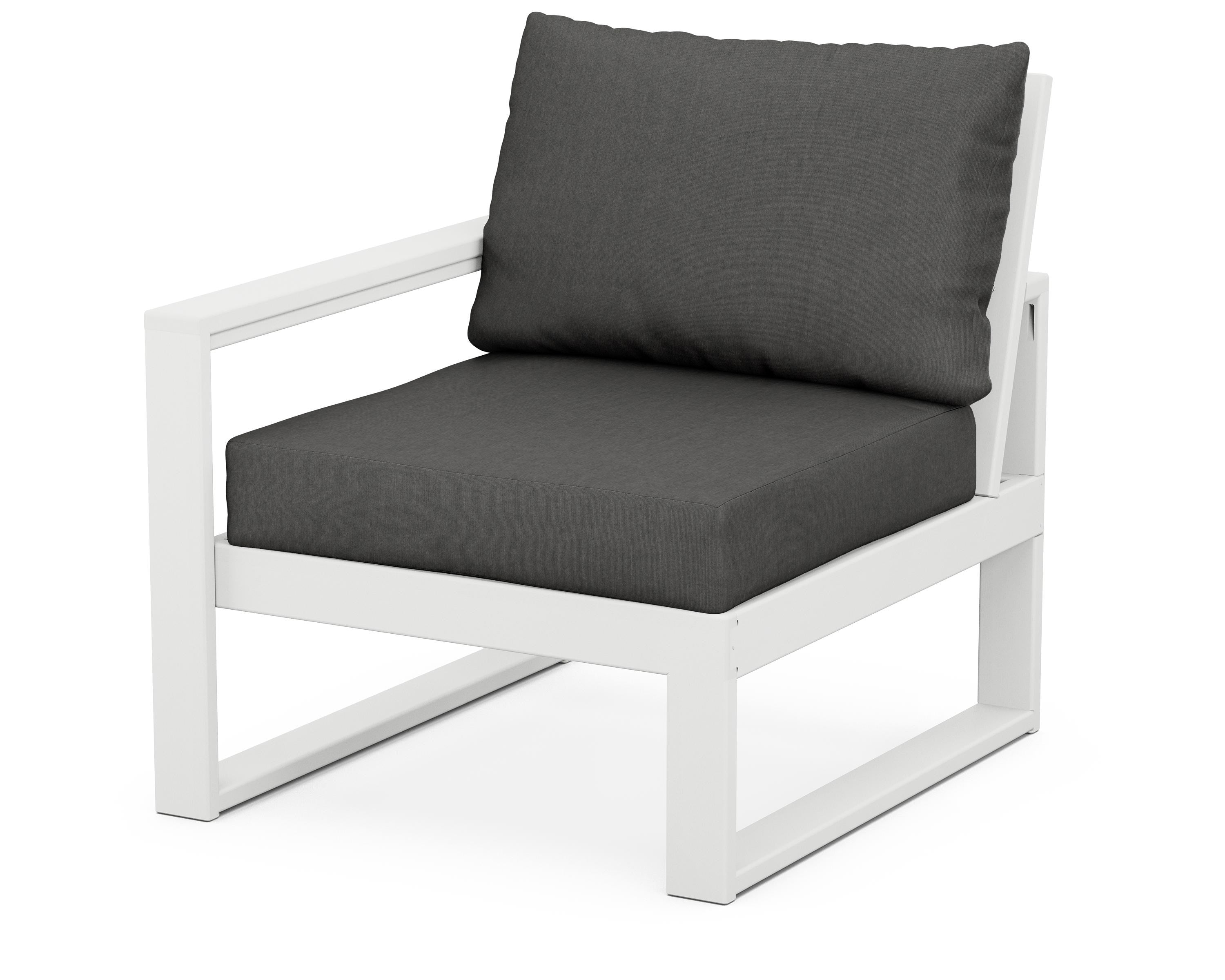 POLYWOOD® EDGE Modular Left Arm Chair in White / Spectrum Carbon