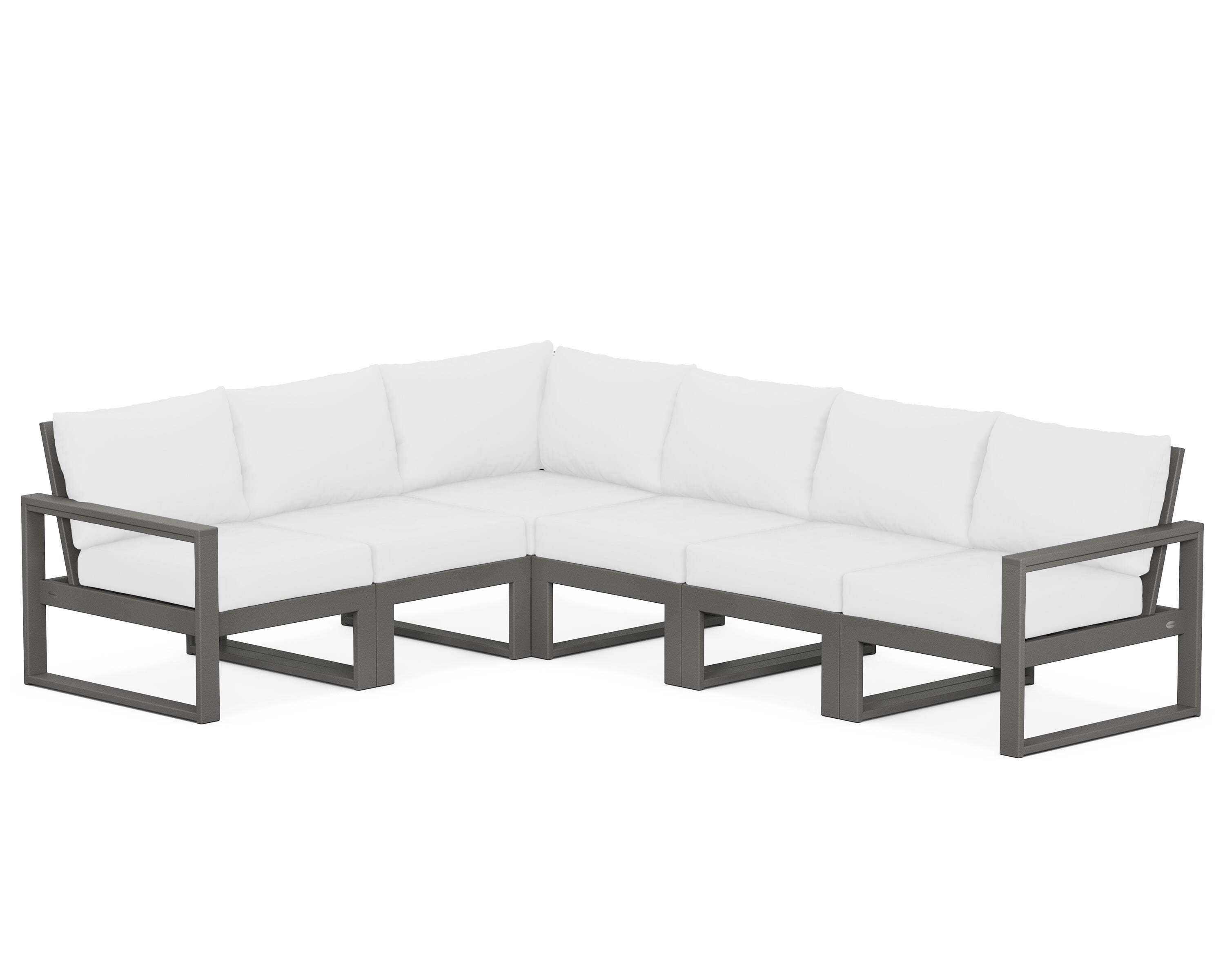 POLYWOOD® EDGE 6-Piece Modular Deep Seating Set in Slate Grey / Natural