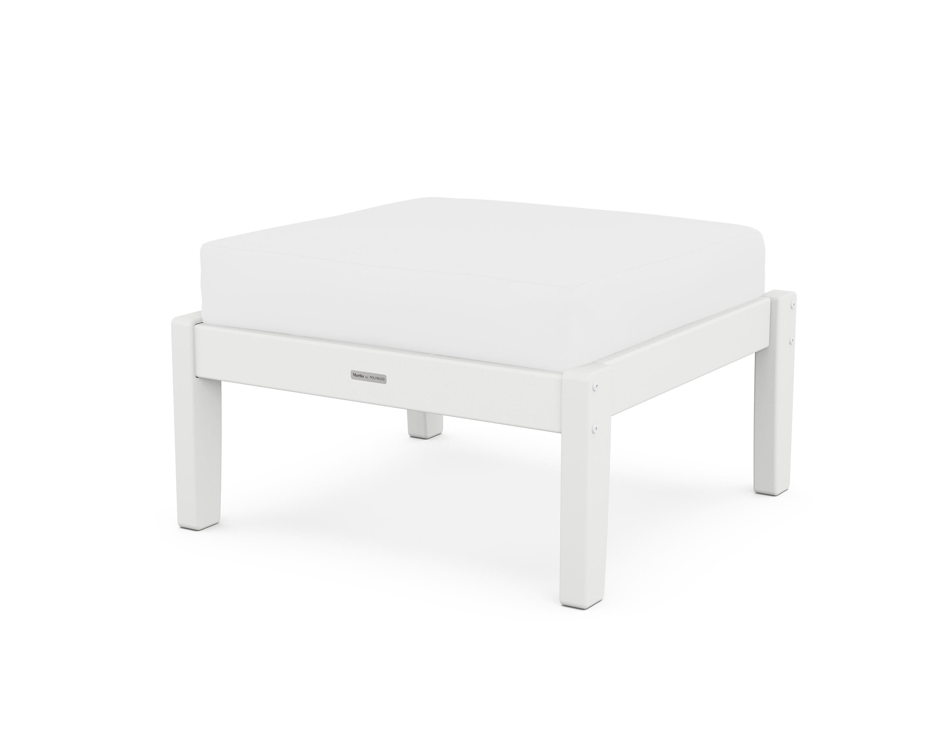 Martha Stewart by POLYWOOD® Chinoiserie Deep Seating Ottoman in White / Natural