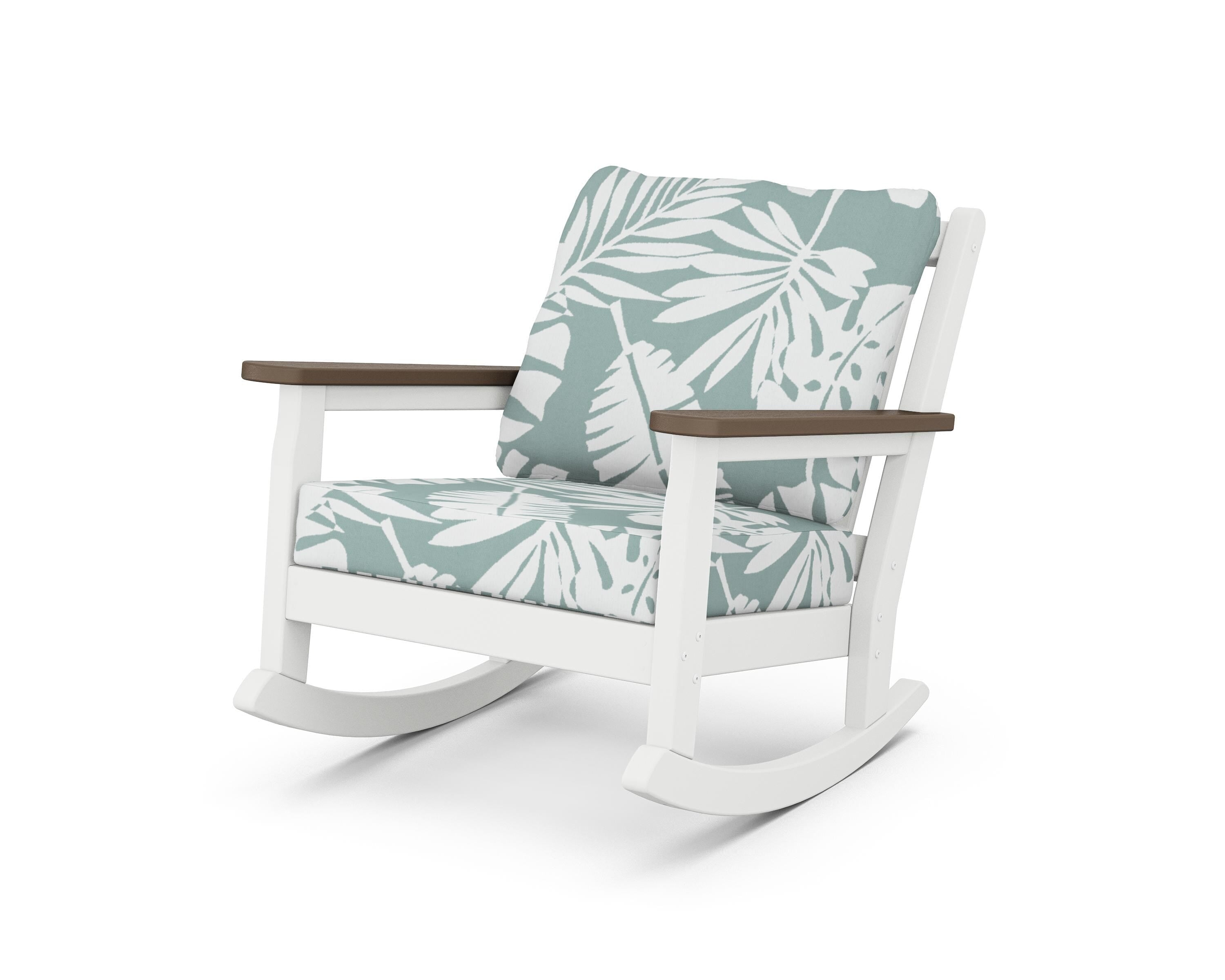 POLYWOOD® Chippendale Deep Seating Rocking Chair in White / Kona / Leaf Glacier Spa