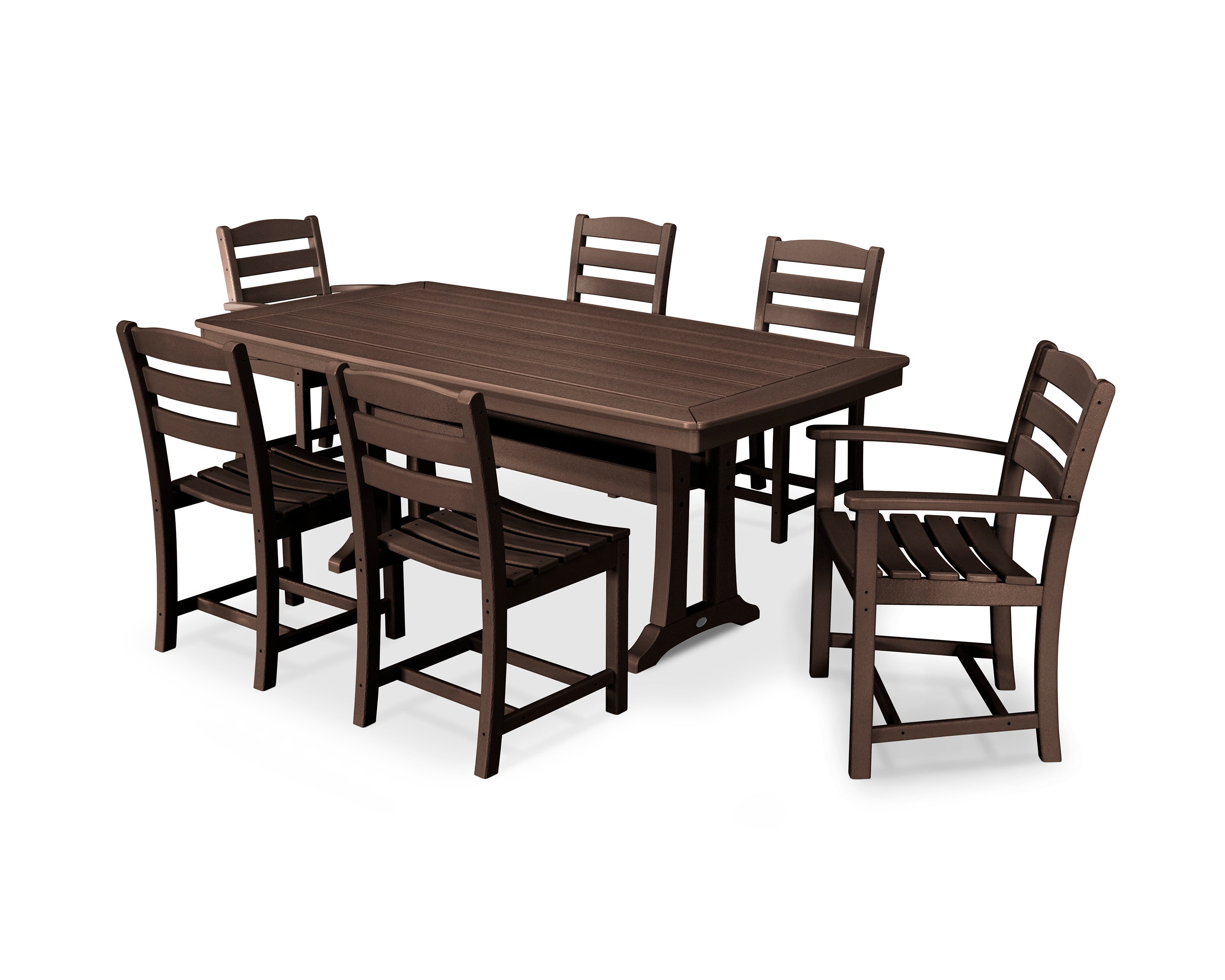 POLYWOOD® La Casa Café 7-Piece Dining Set with Trestle Legs in Mahogany
