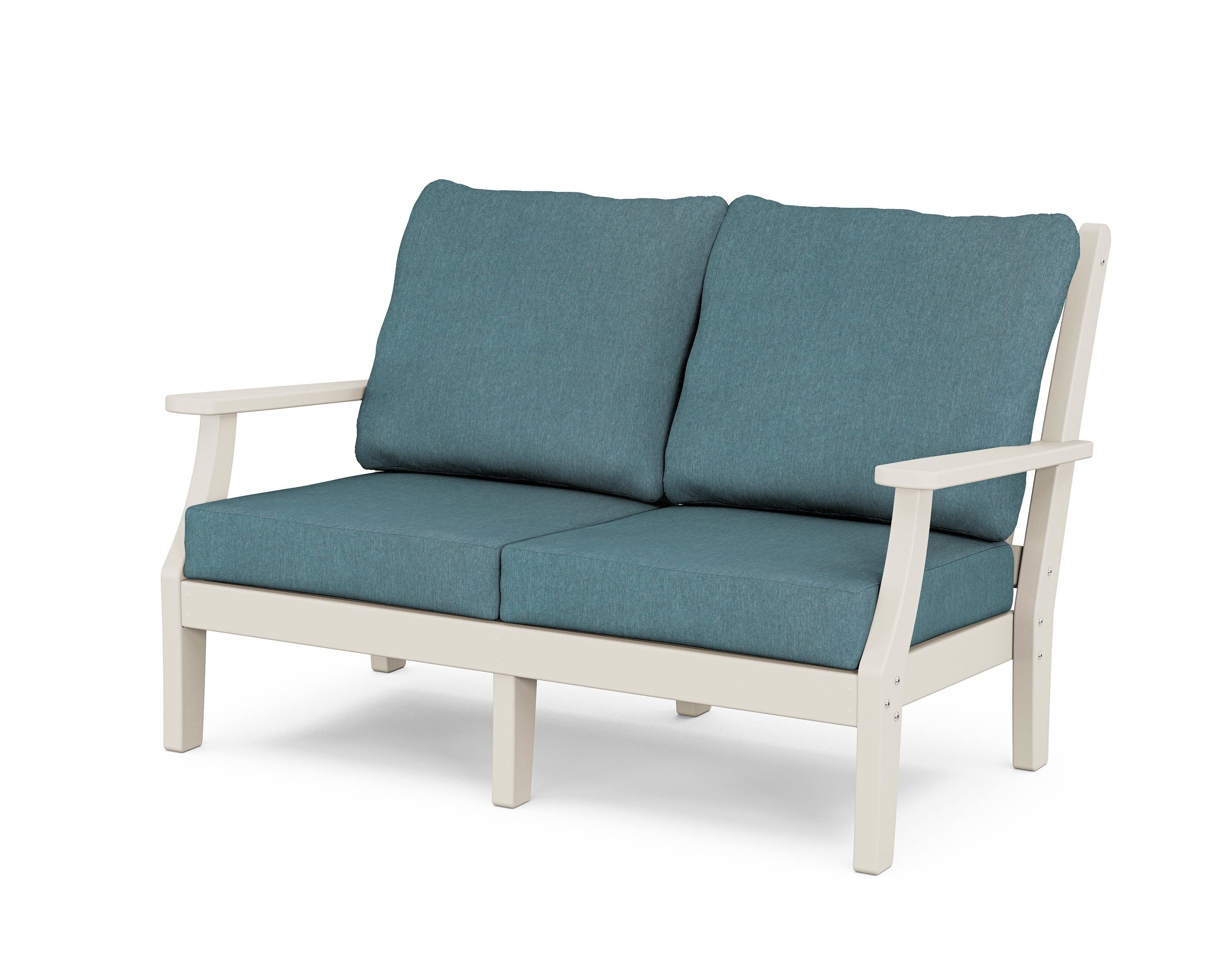 Country Living Wovendale Deep Seating Loveseat in Sand / Ocean Teal