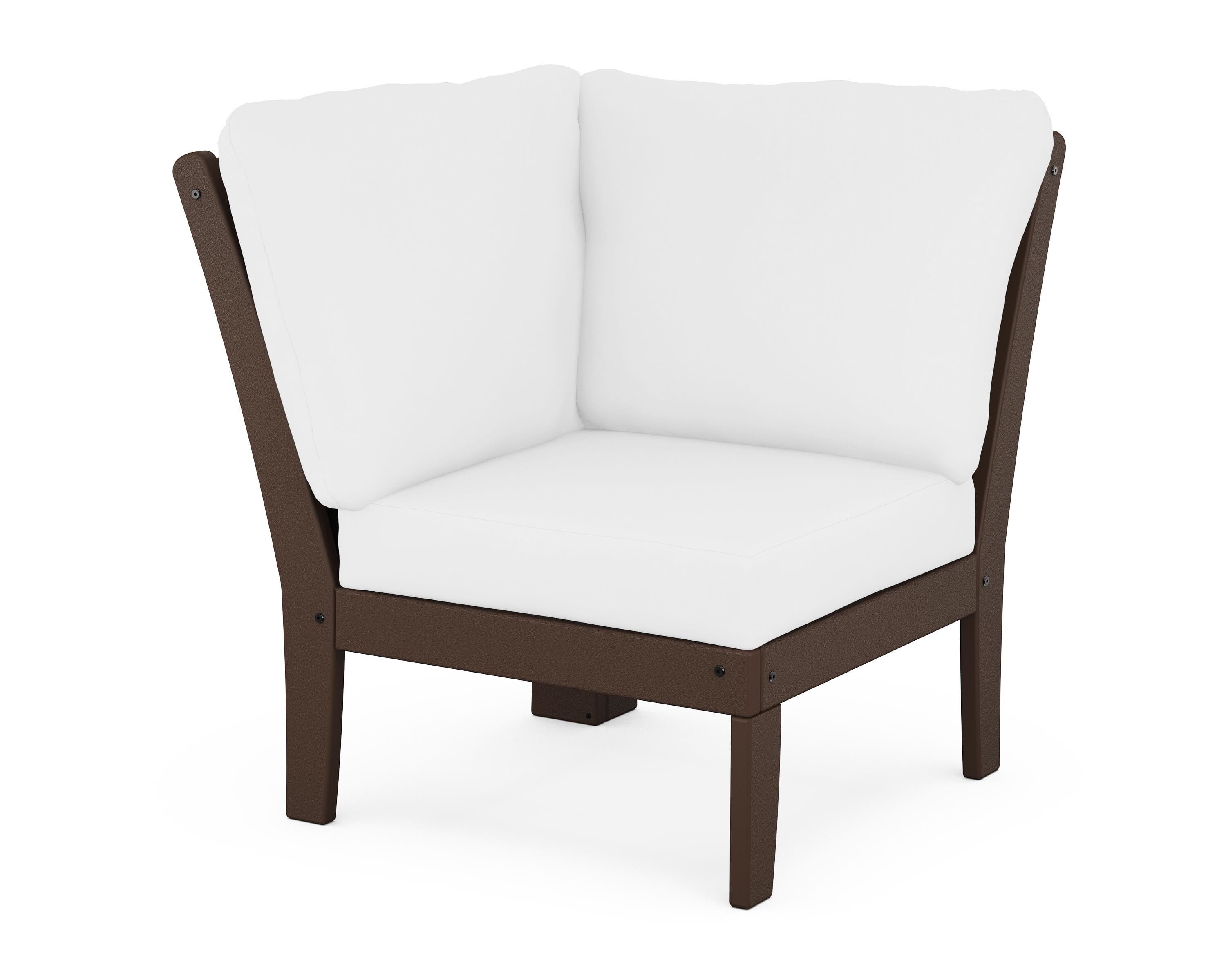 POLYWOOD® Braxton Modular Corner Chair in Mahogany / Natural