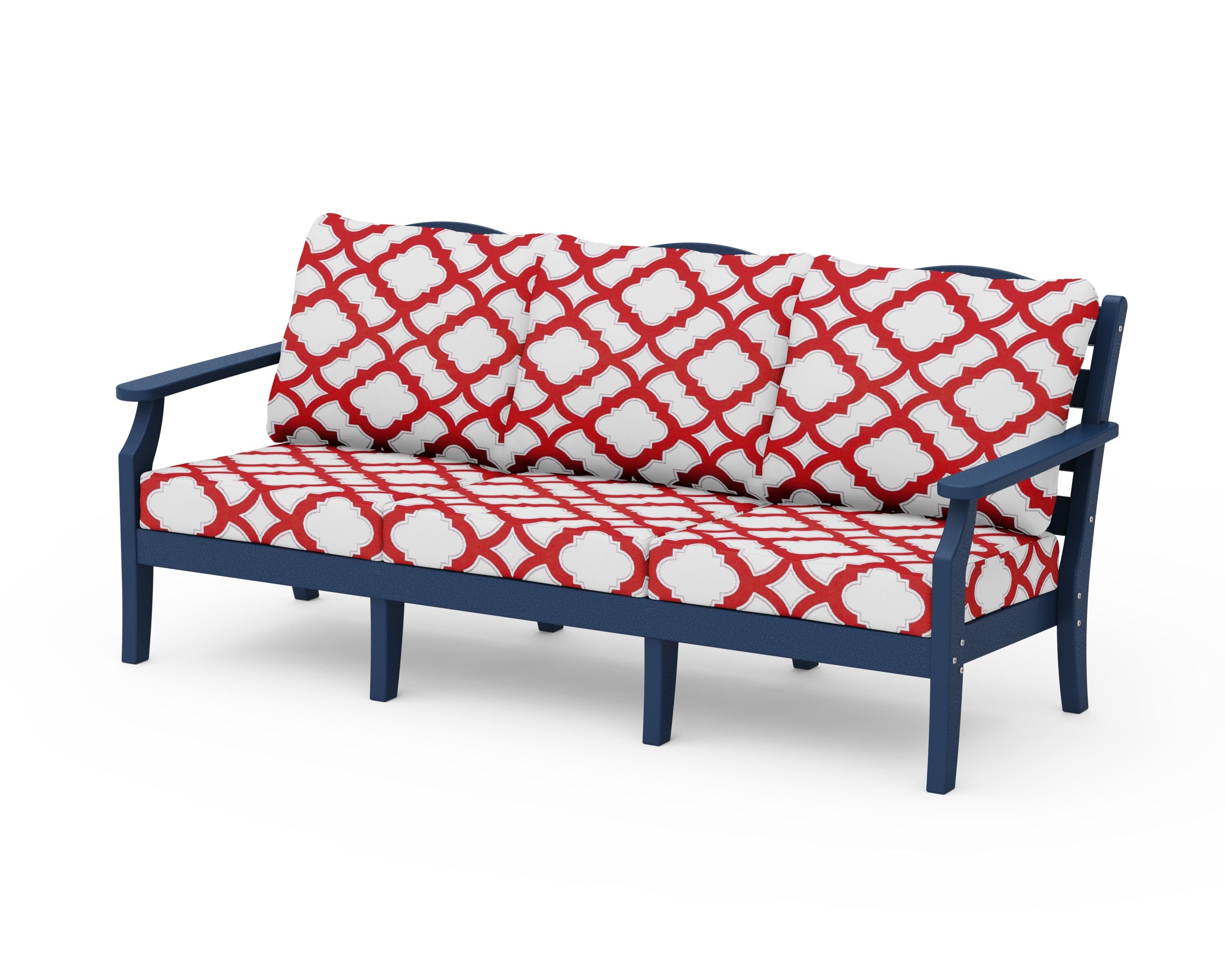 Draper James™ by POLYWOOD® Savannah Deep Seating Sofa in Navy / Trellis Crimson