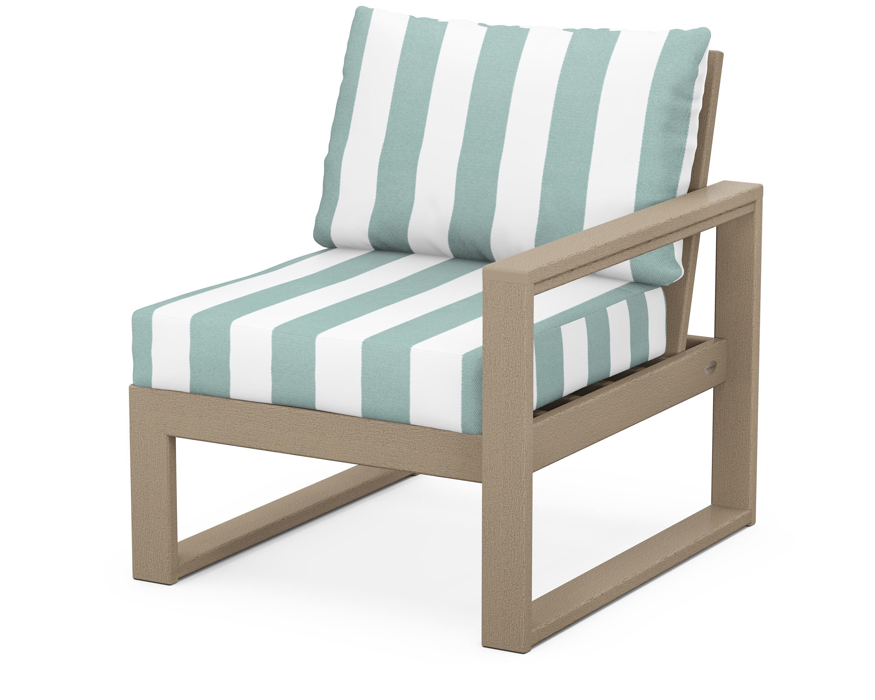 POLYWOOD® EDGE Modular Right Arm Chair in Vintage Sahara / Cabana Stripe Glacier Spa